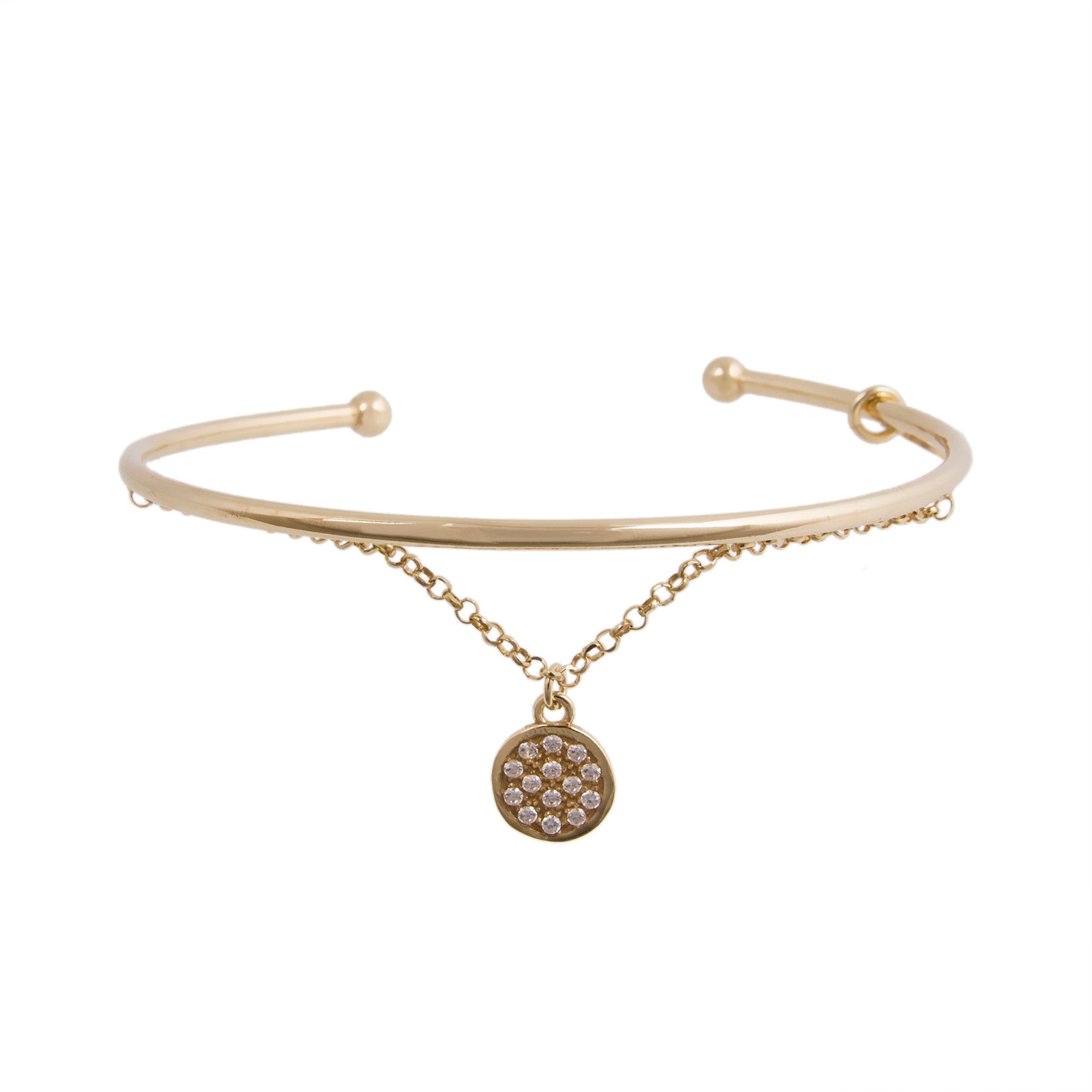 Pave Disc Charm Cuff