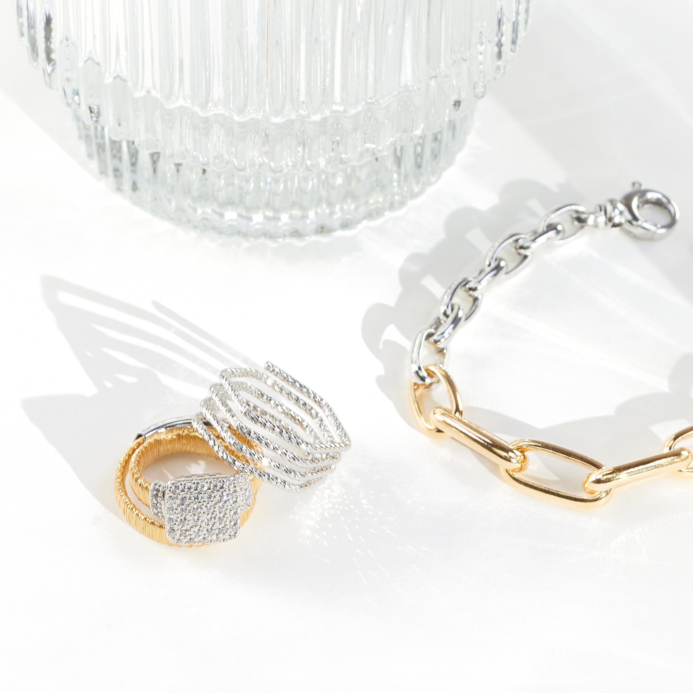 Textural Geometric Stacked Ring