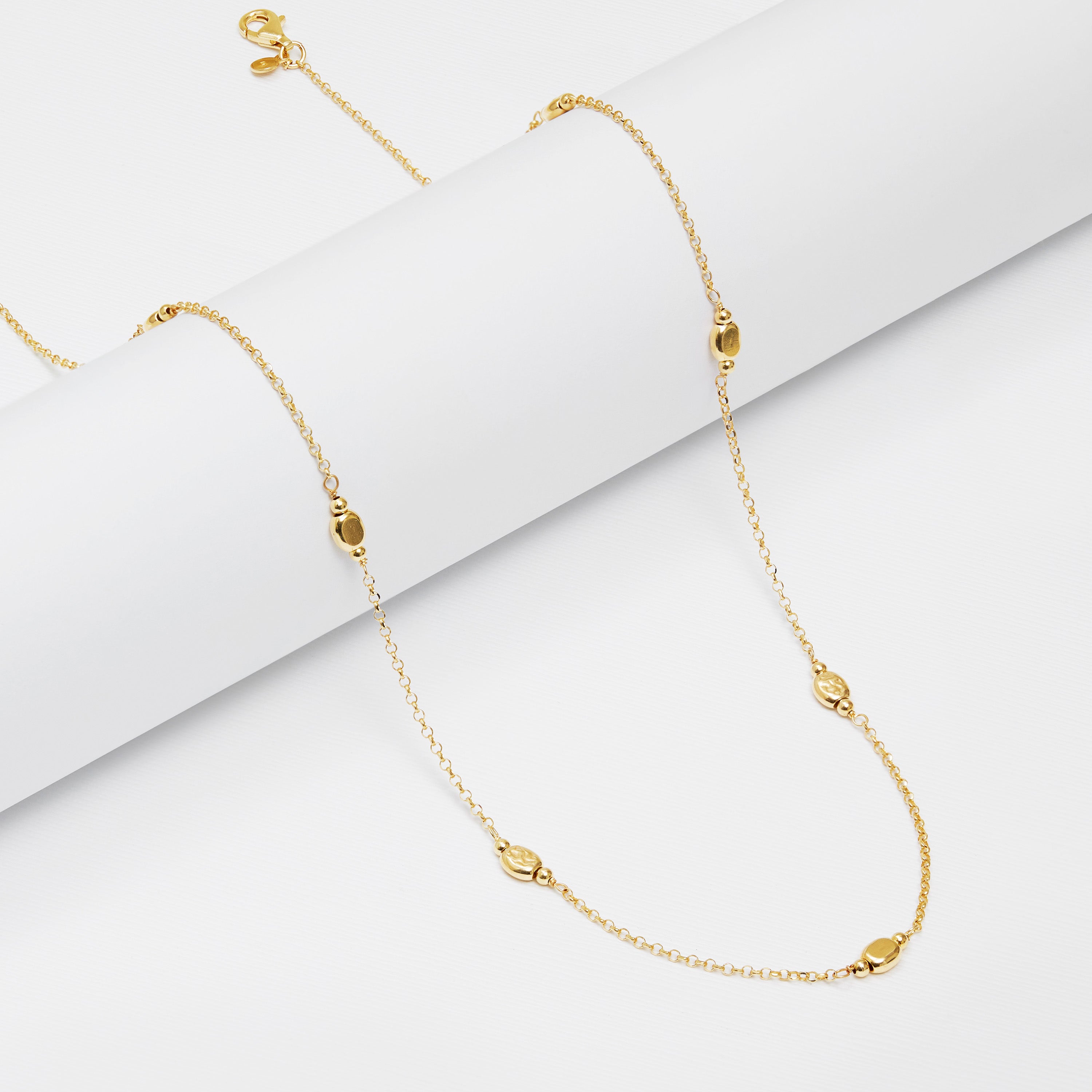 Hammered Nugget Station Necklace