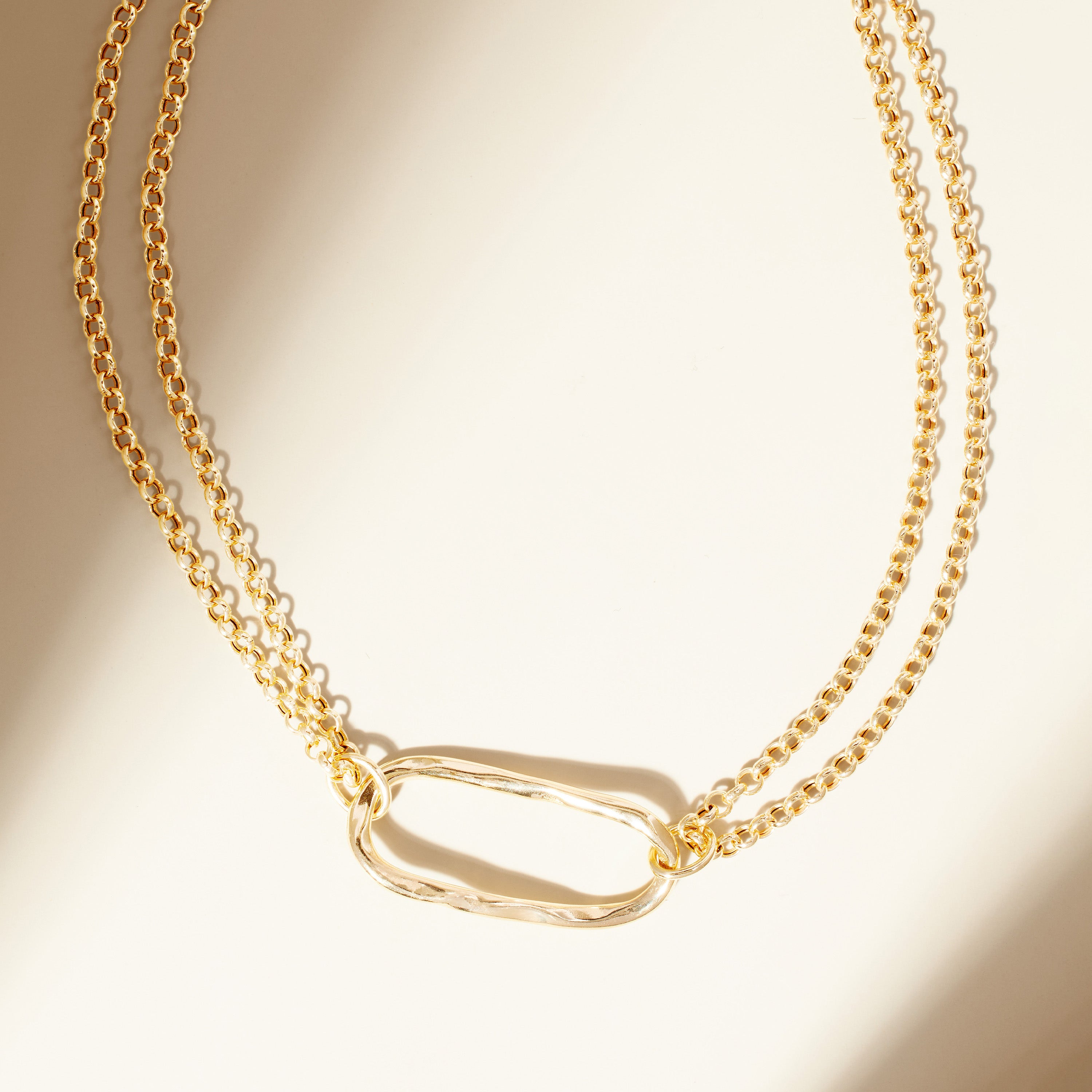 Open Oval Double Rolo Necklace