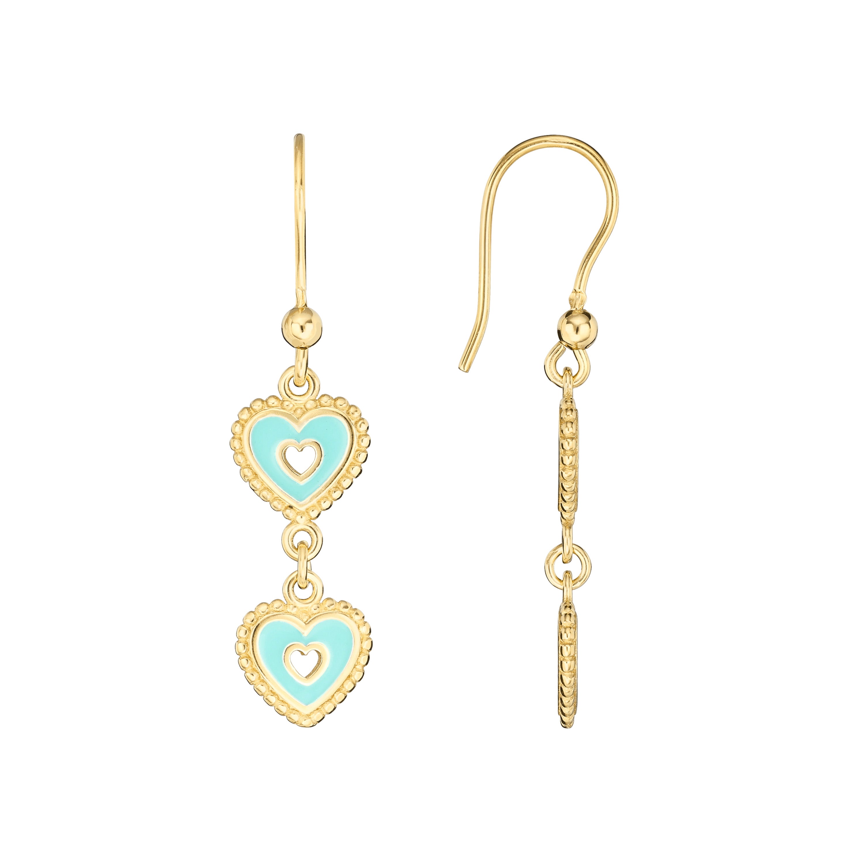 Double Heart Enamel Drop Earring