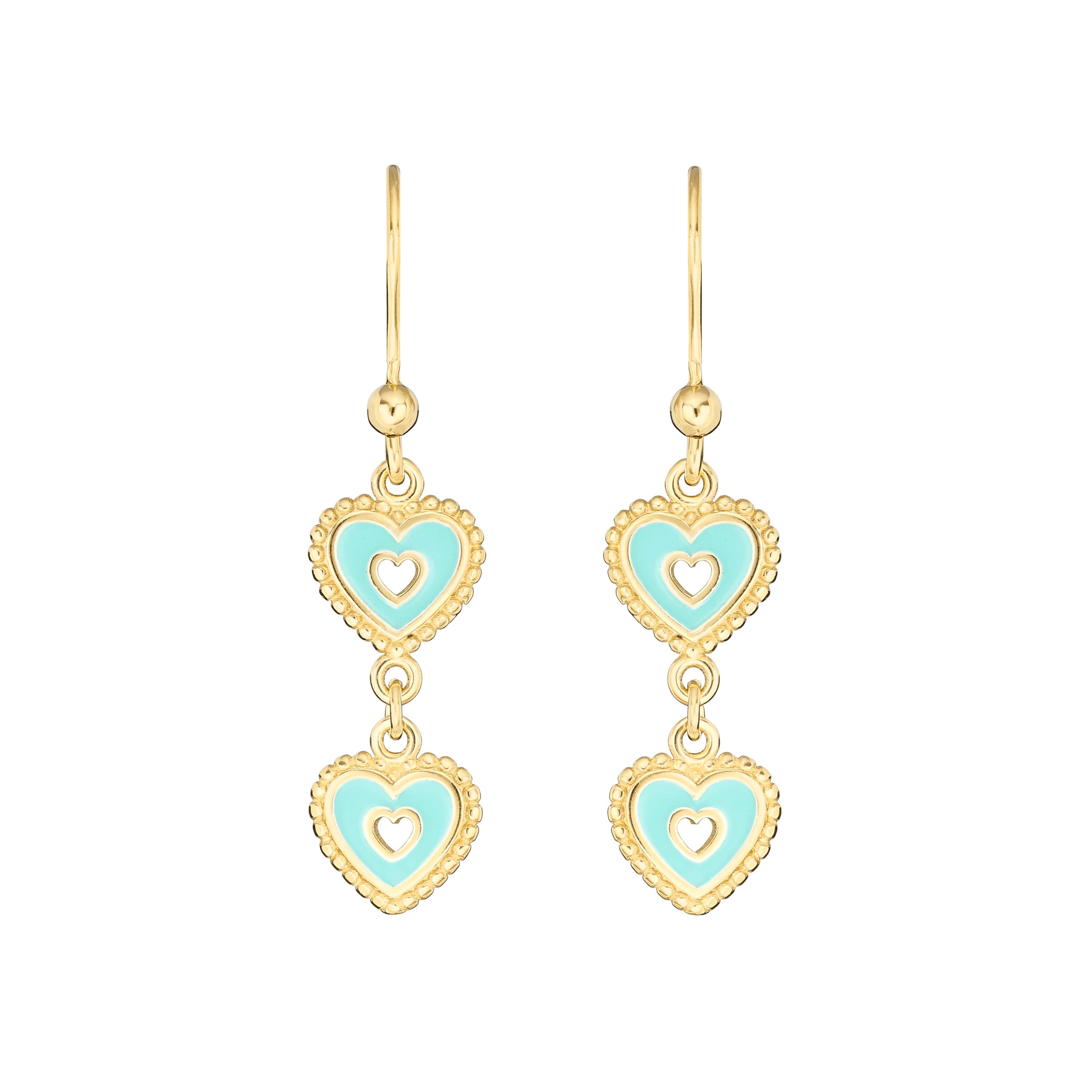 Double Heart Enamel Drop Earring
