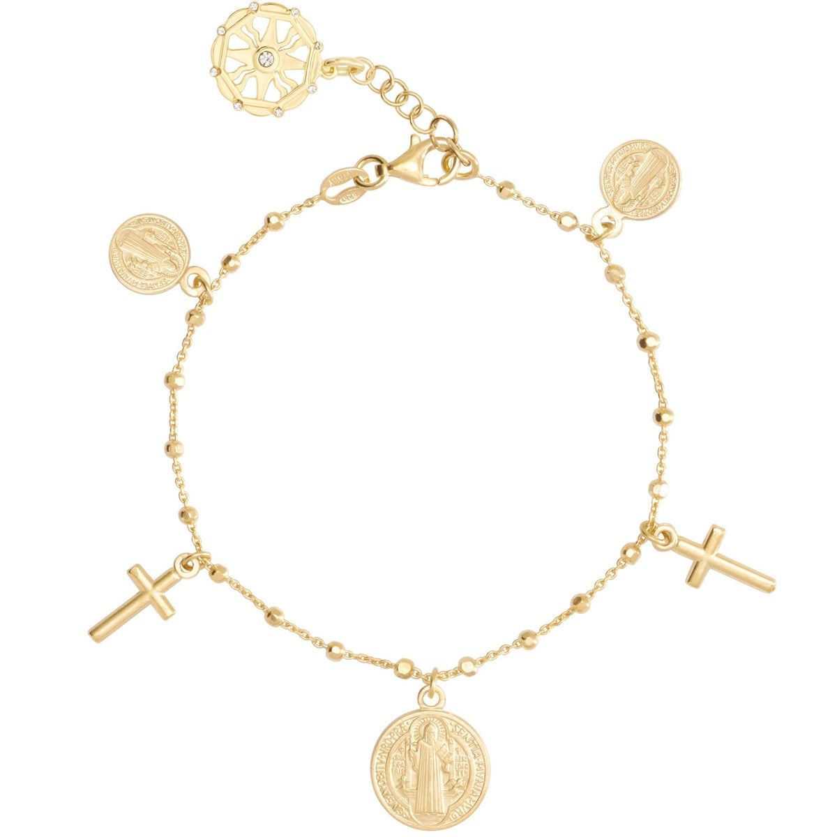 St. Benedict Coin Charm Bracelet - Gold