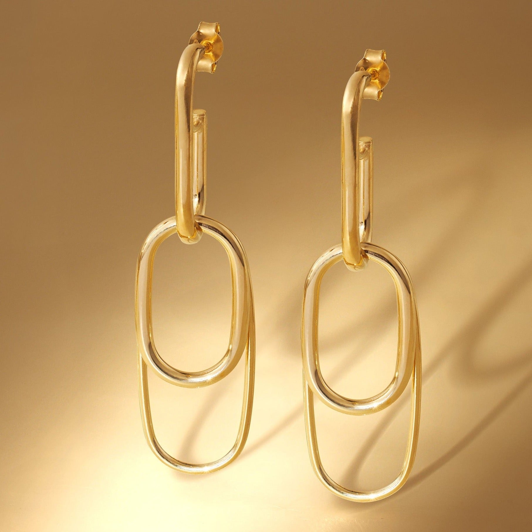 Interlinked Oval Drop Earring