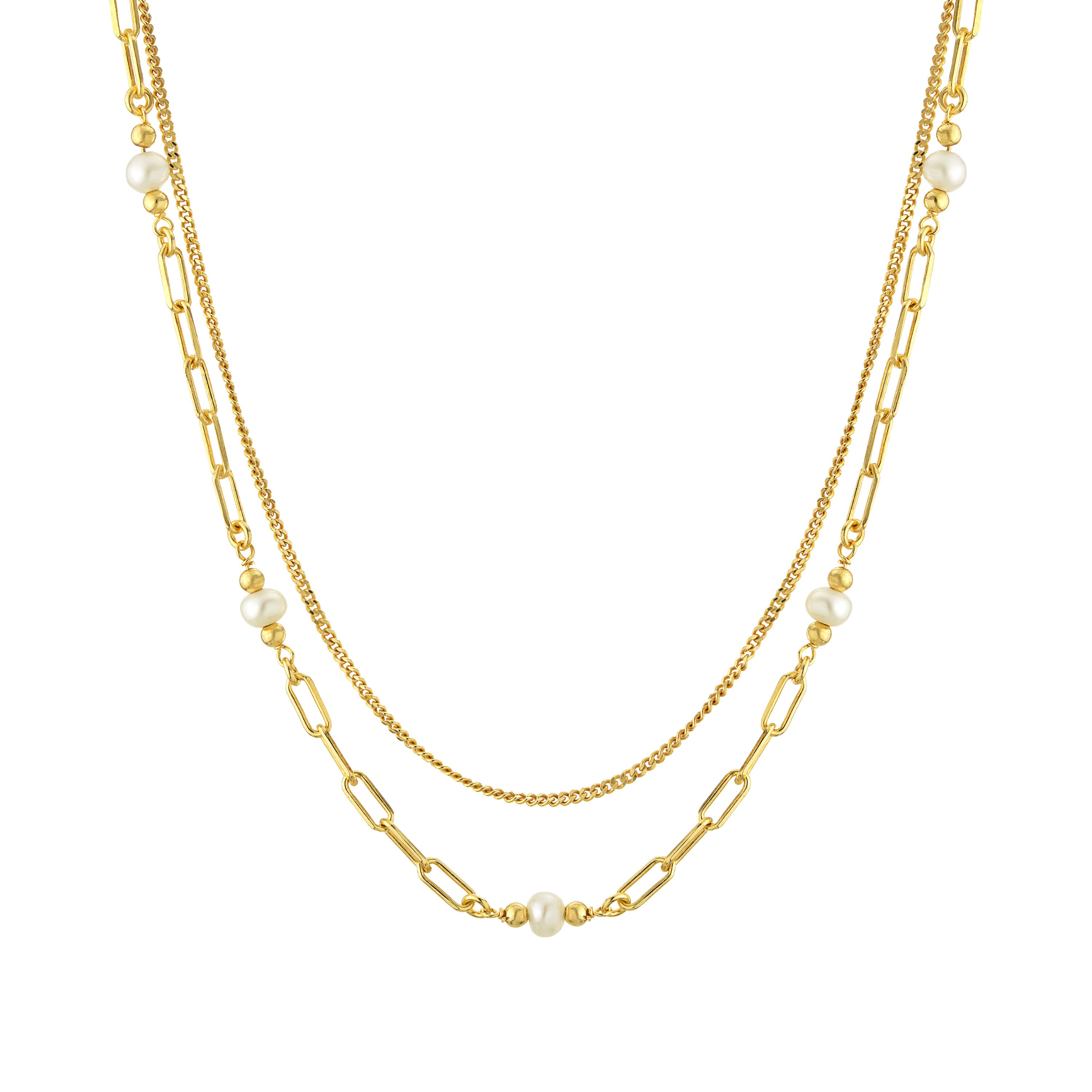 Caroline Pearl Link Necklace