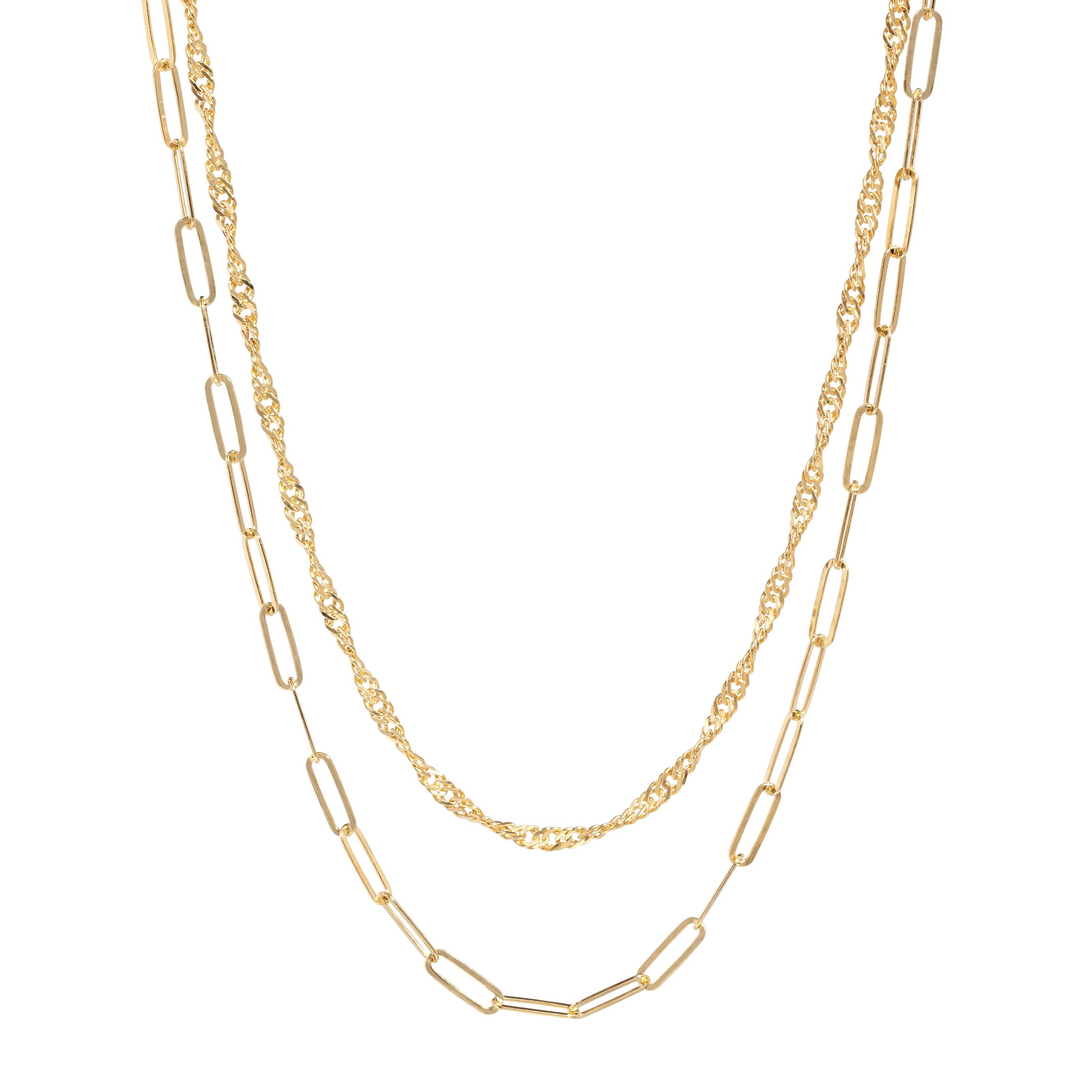 Twist Paperclip Double Chain Necklace