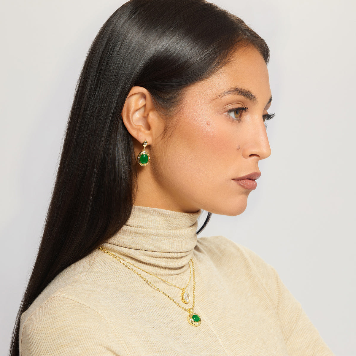 Aveline Green Agate Drop Earrings