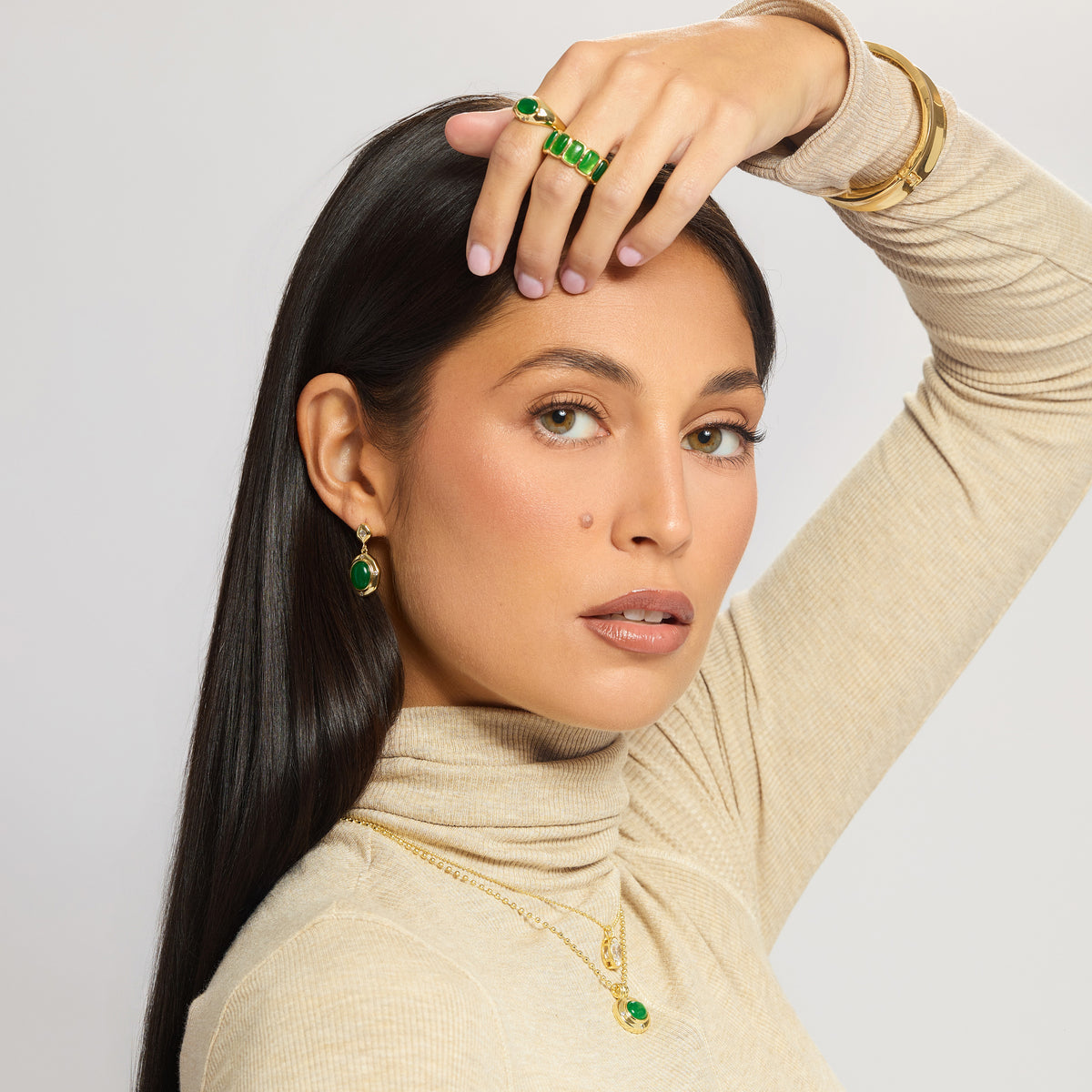 Celeste Green Bezel Dome Ring