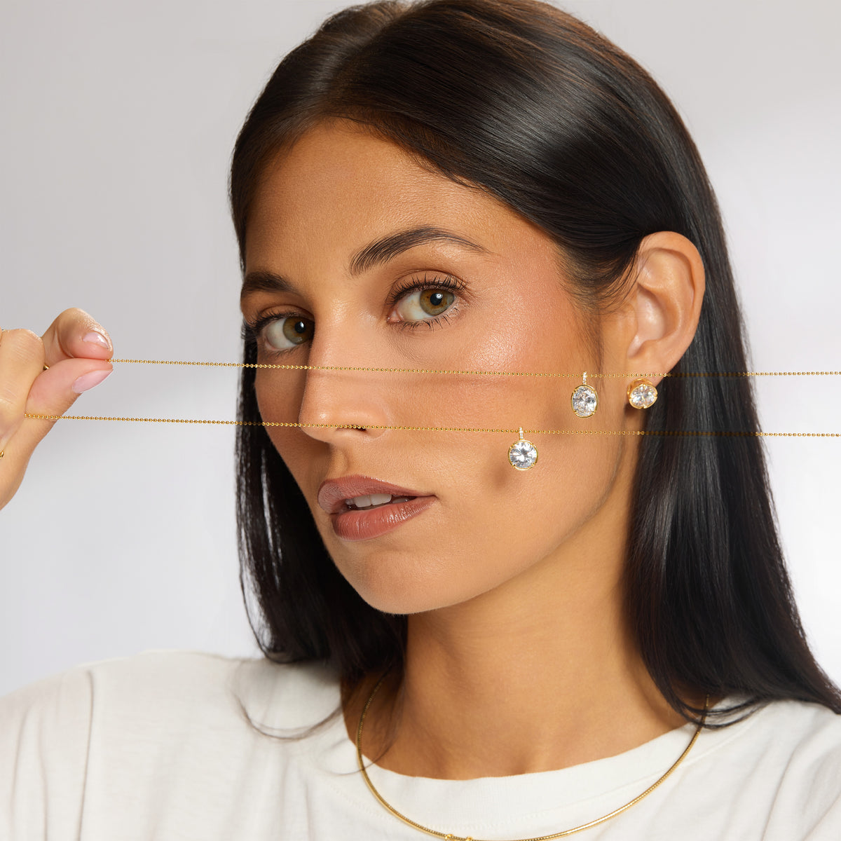 Alessia Round Bezel Stud Earrings
