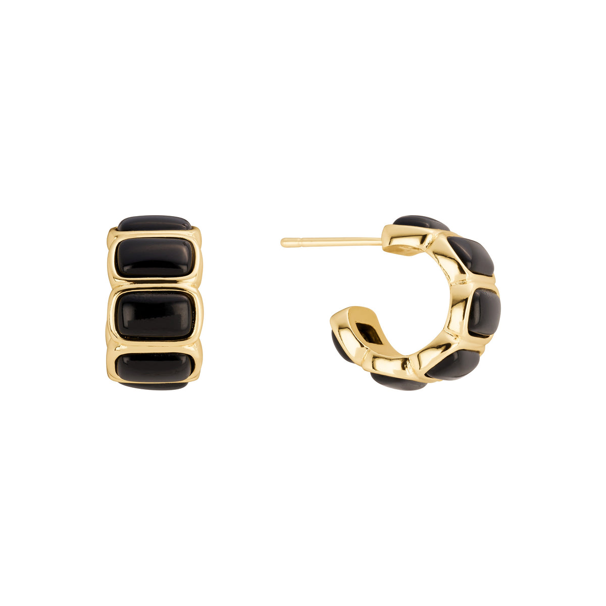 Azura Onyx Bezel Hoop Earrings