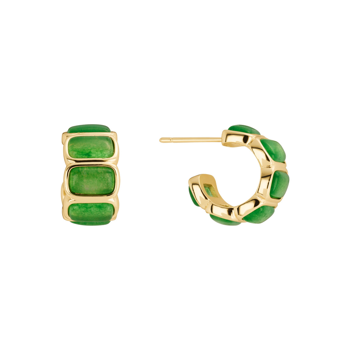 Azura Green Agate Bezel Hoop Earrings