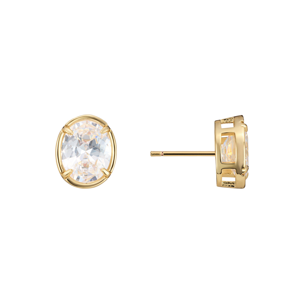 Alessia Oval Bezel Stud Earrings