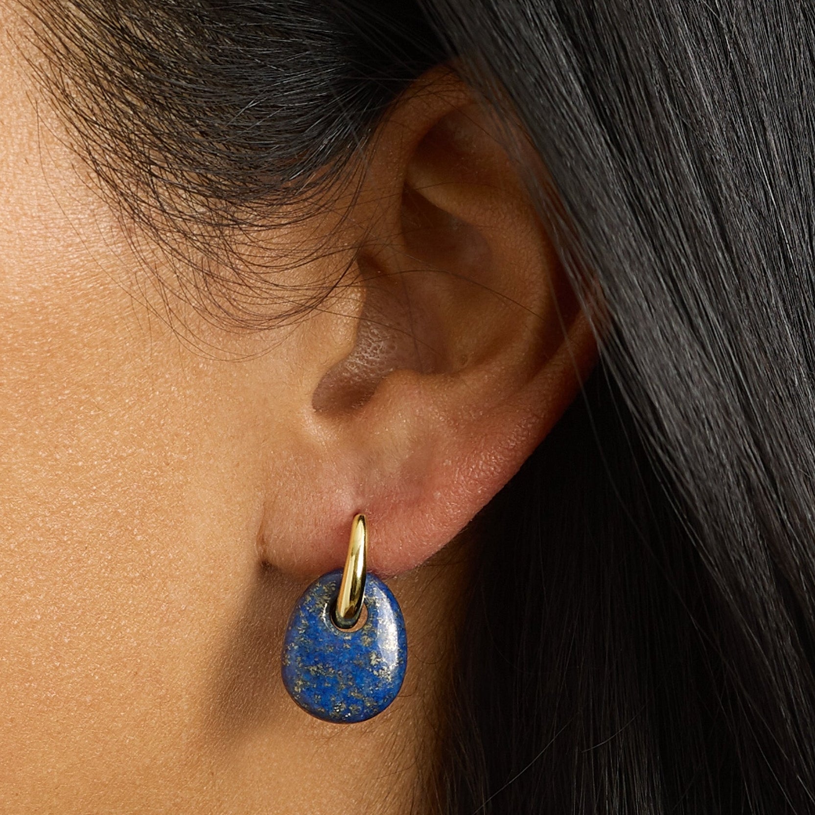 Lapis Halo Drop Earrings