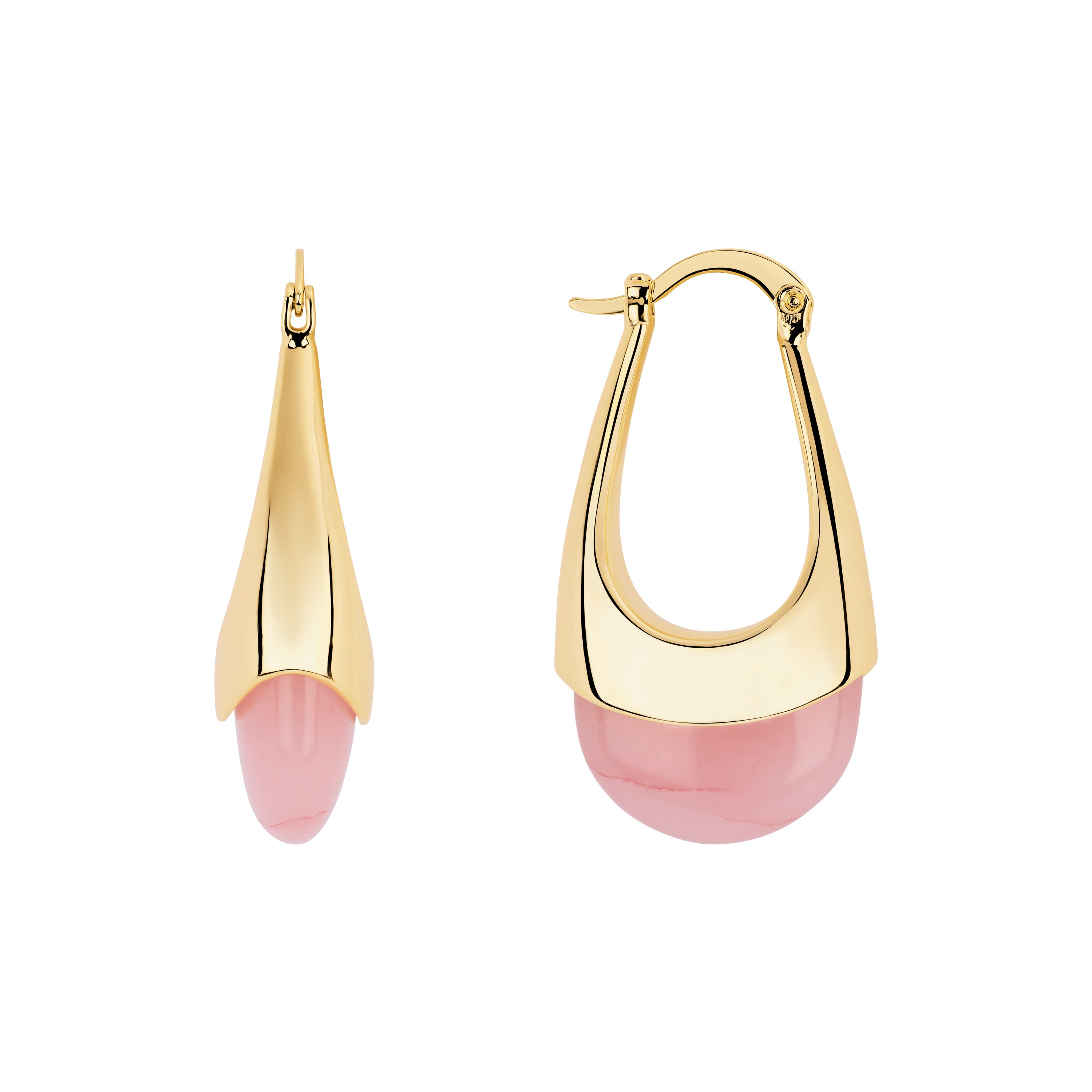 Pink Quartz Drop Arc Earrings