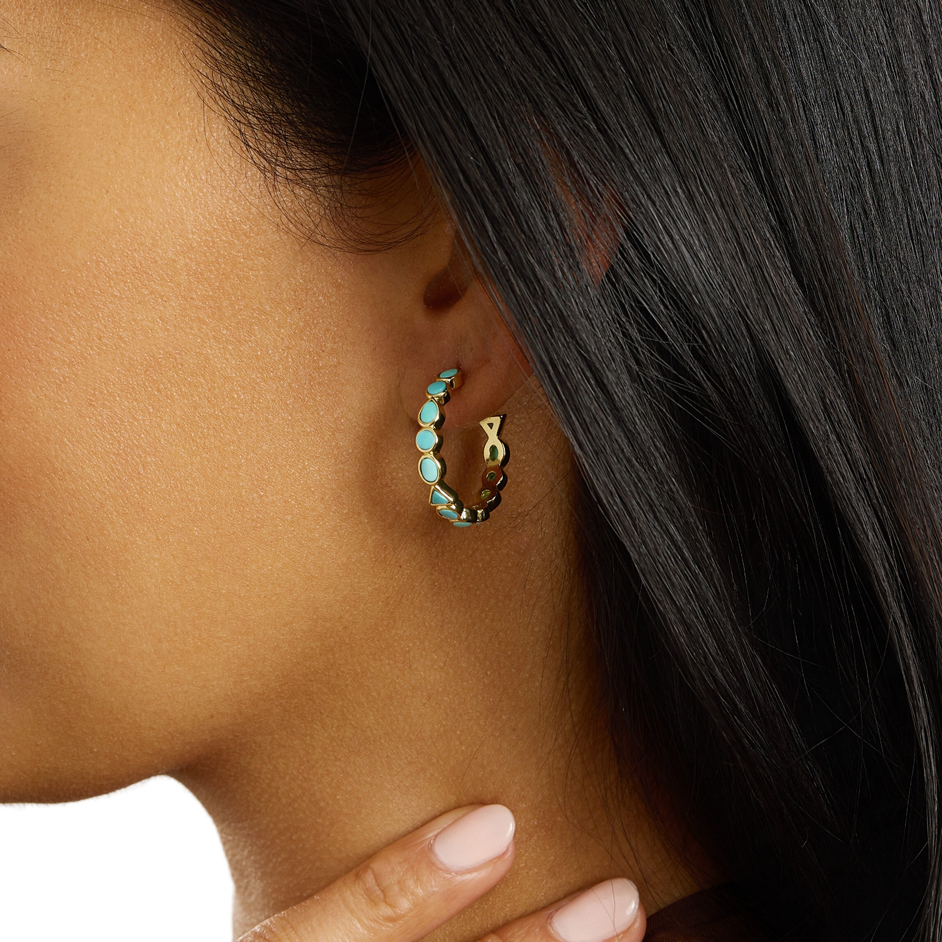 Alora Turquoise Hoop Earrings