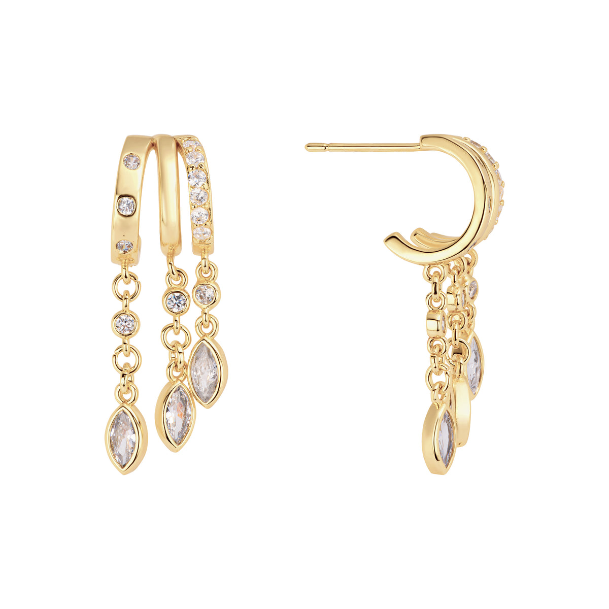 The Marquise Chain Huggie Earrings