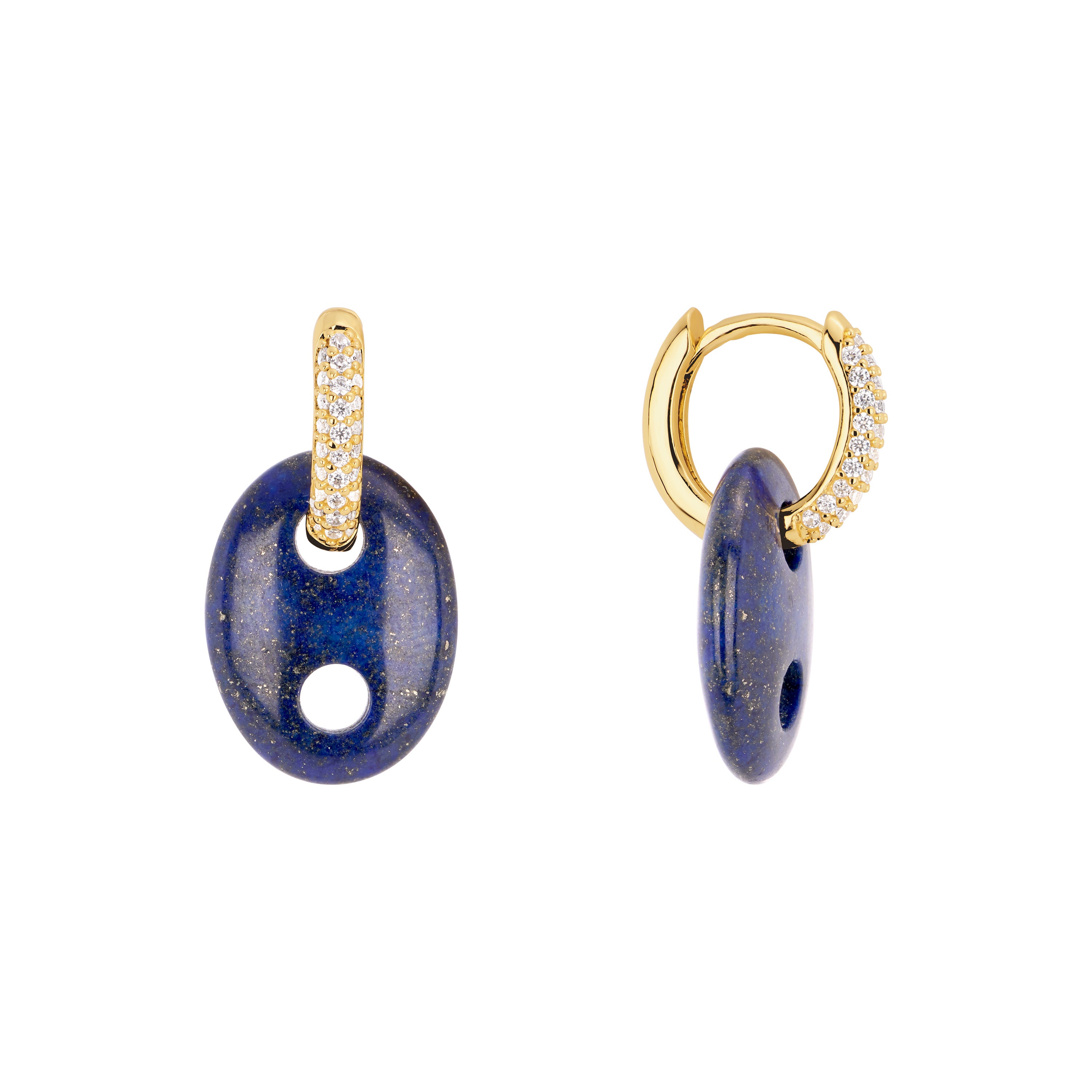 Lapis Pavé Mariner Link Drop Earrings