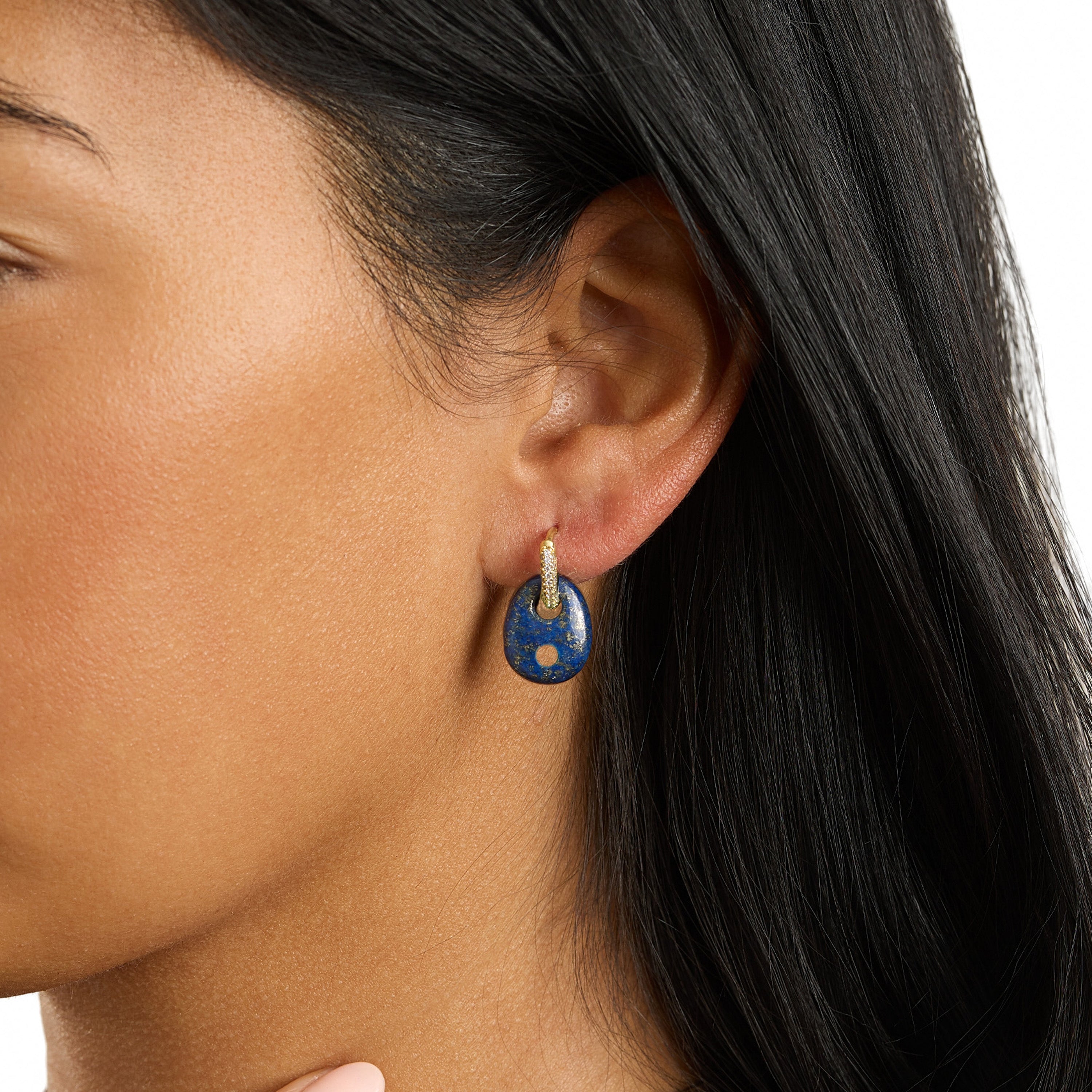 Lapis Pavé Mariner Link Drop Earrings