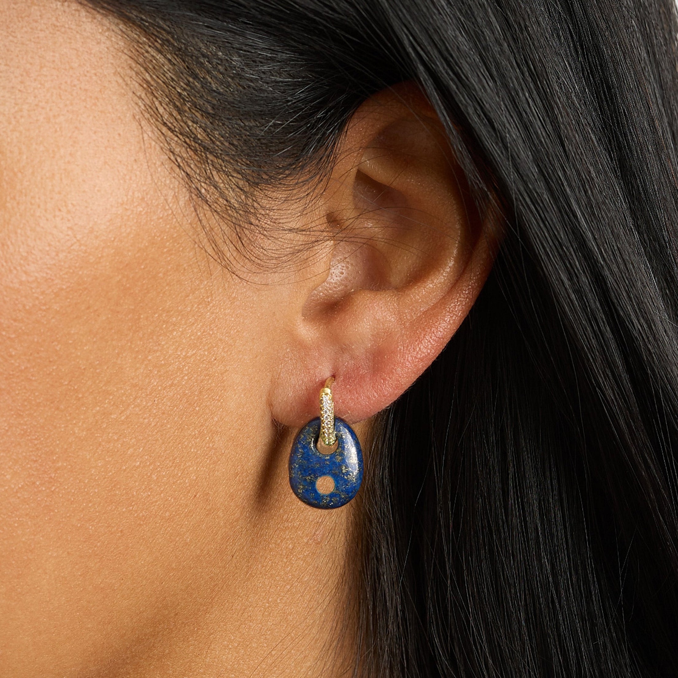 Lapis Pavé Mariner Link Drop Earrings