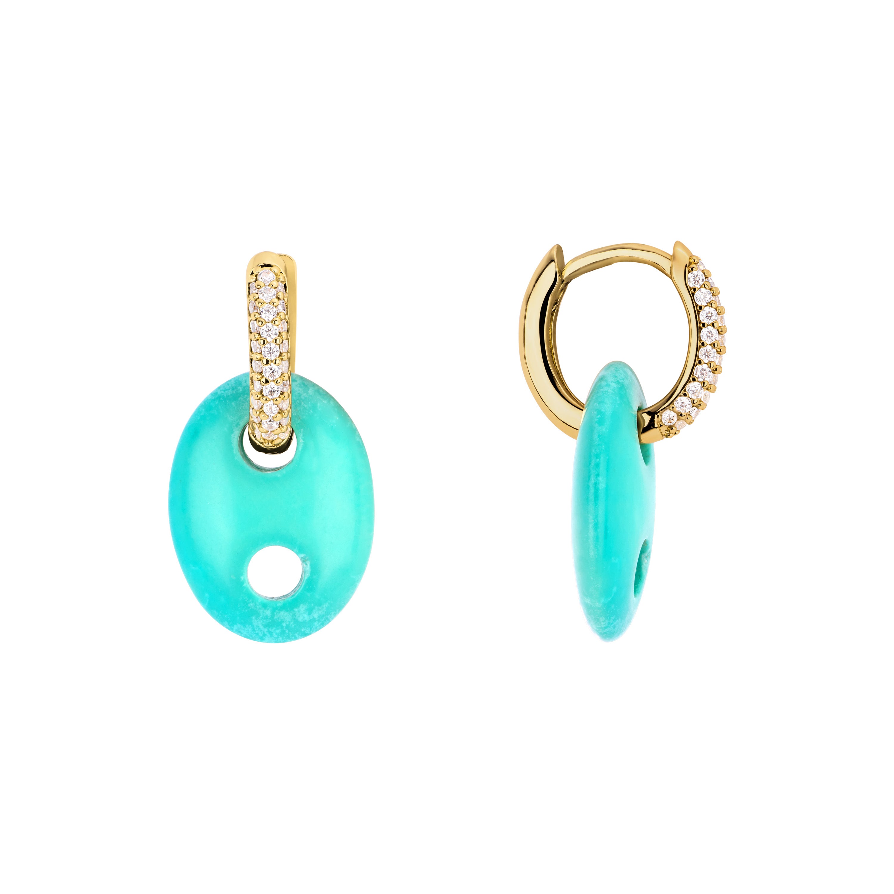 Turquoise Pavé Mariner Link Drop Earrings