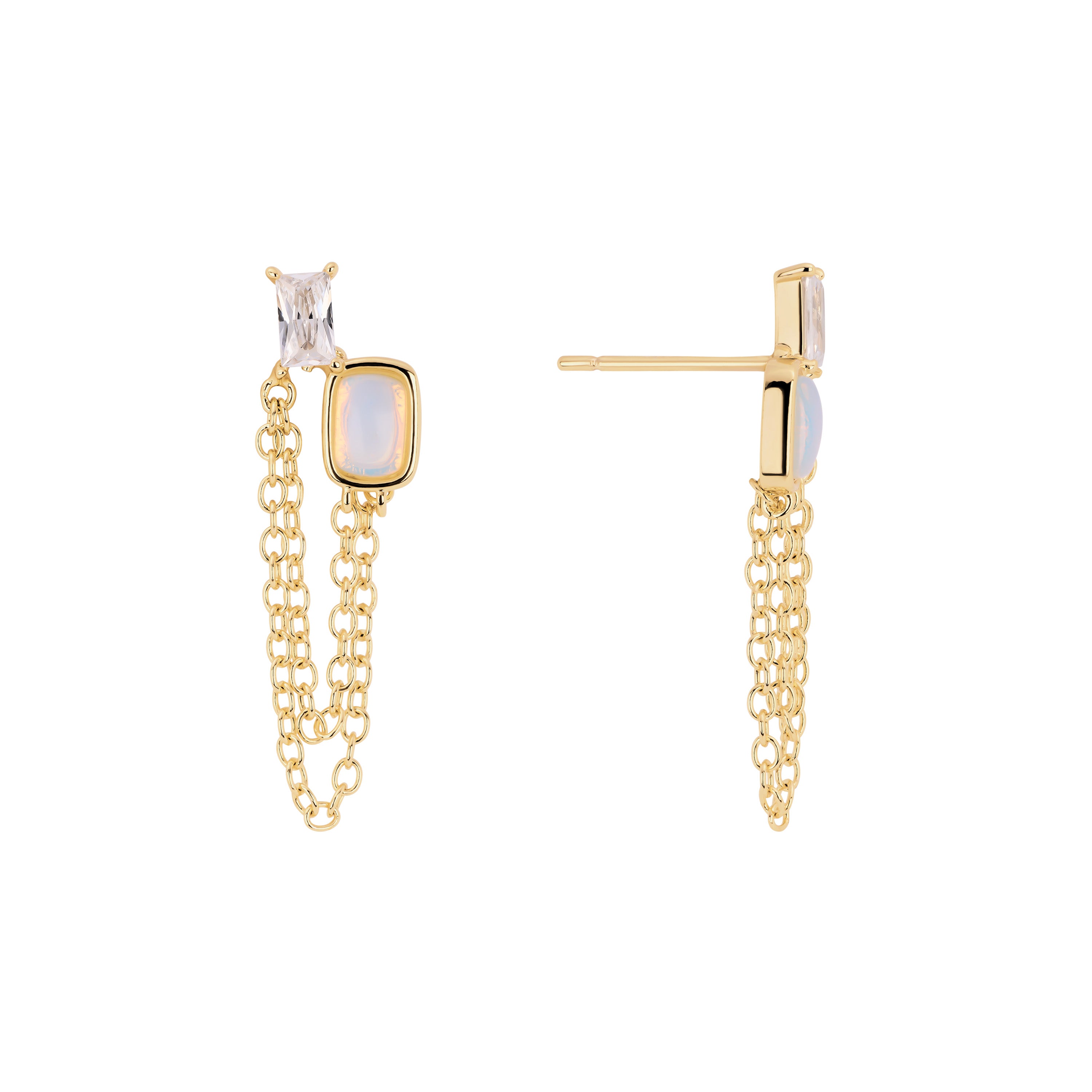 Pavé Opal Chain Drop Earrings