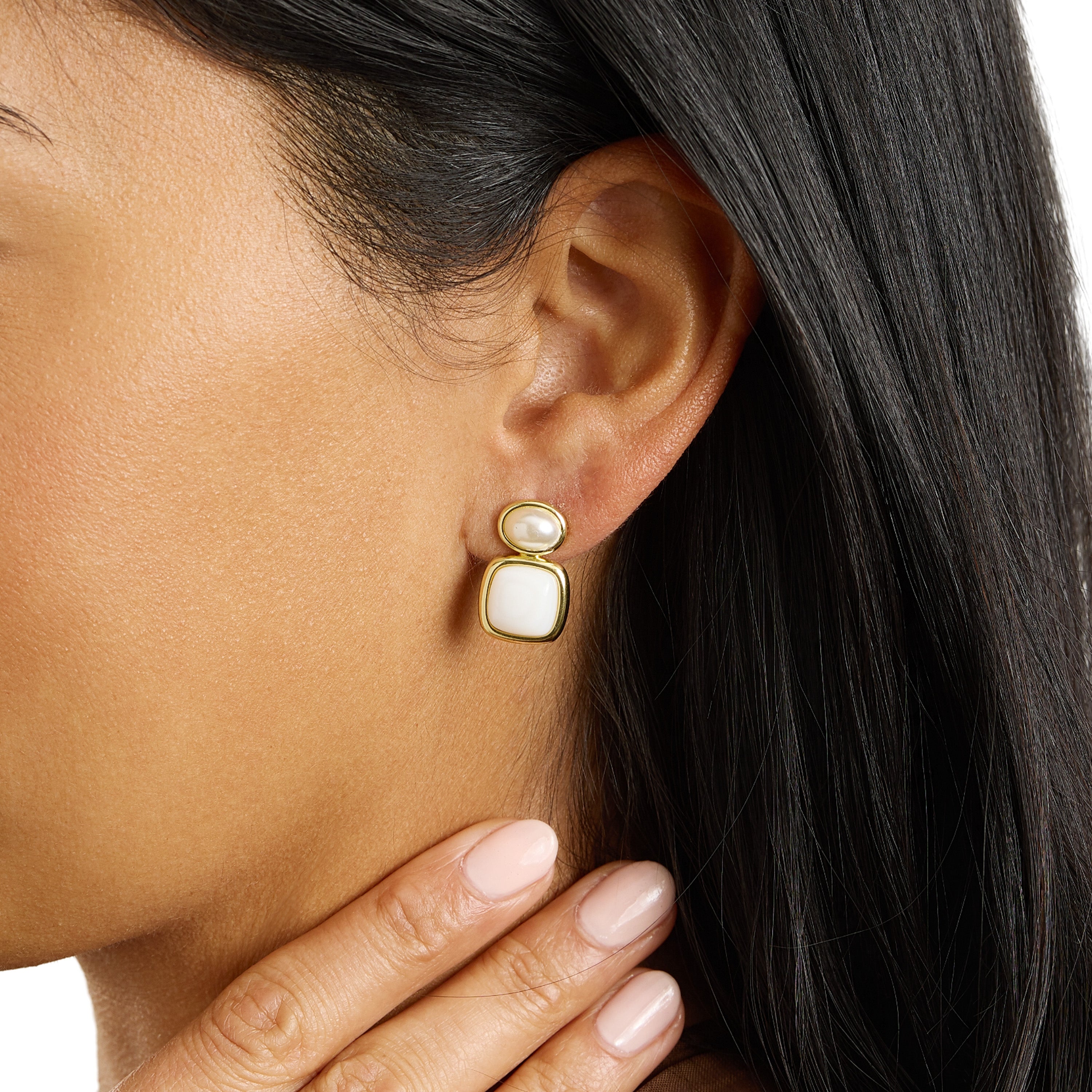 Opal Pearl Mosaic Stud Earrings