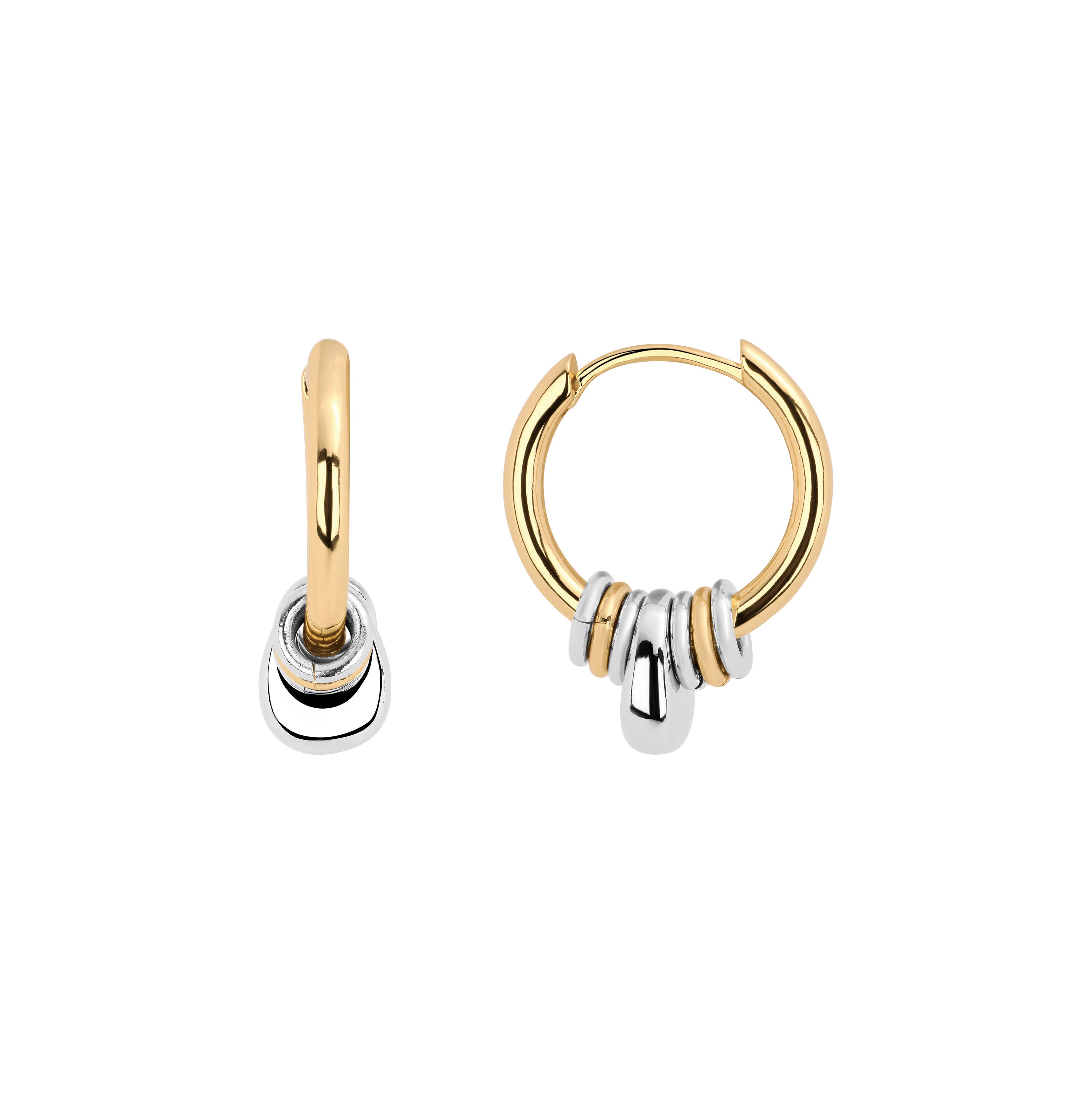 Two-Tone Drop Hoop Earrings