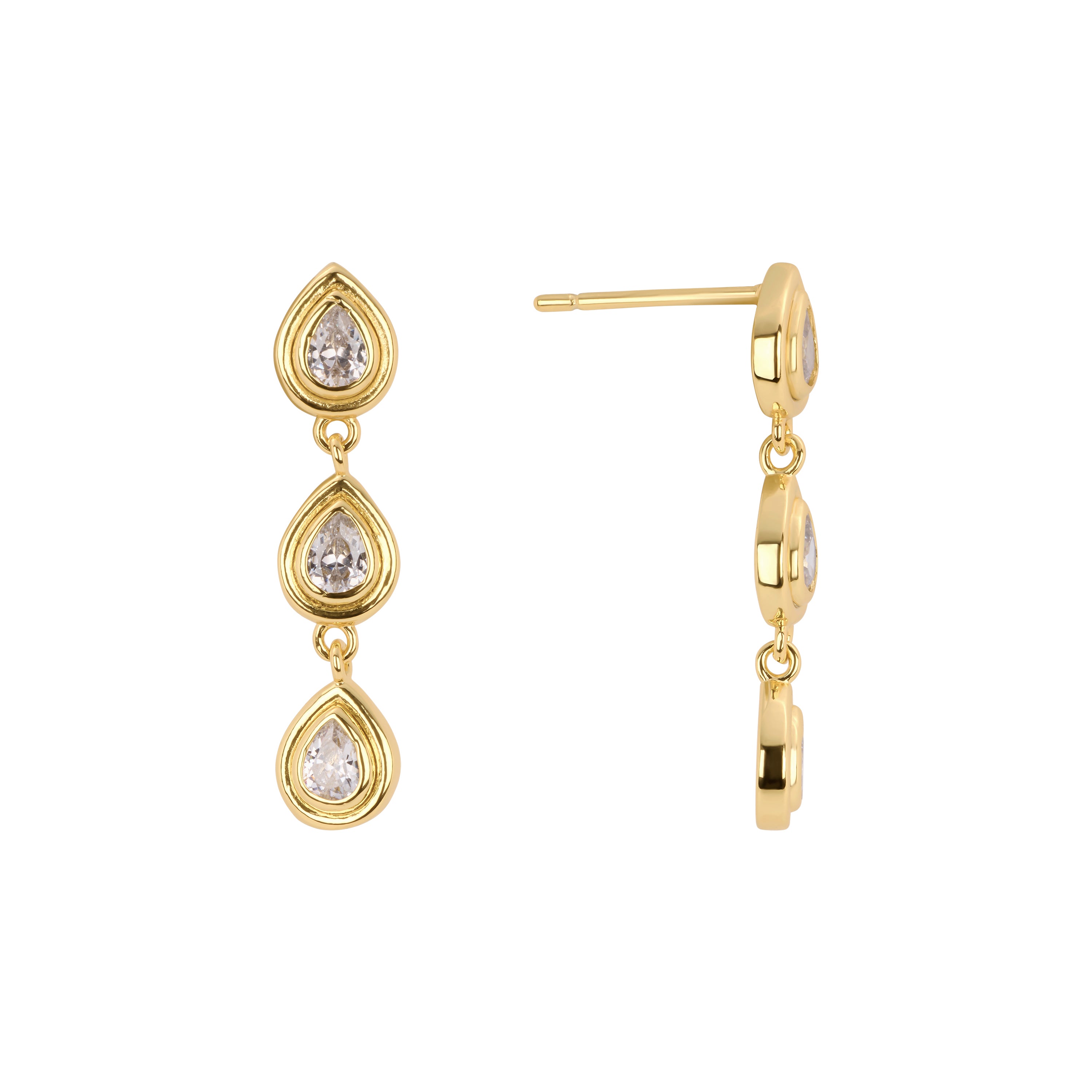 The Pear Bezel Drop Earrings