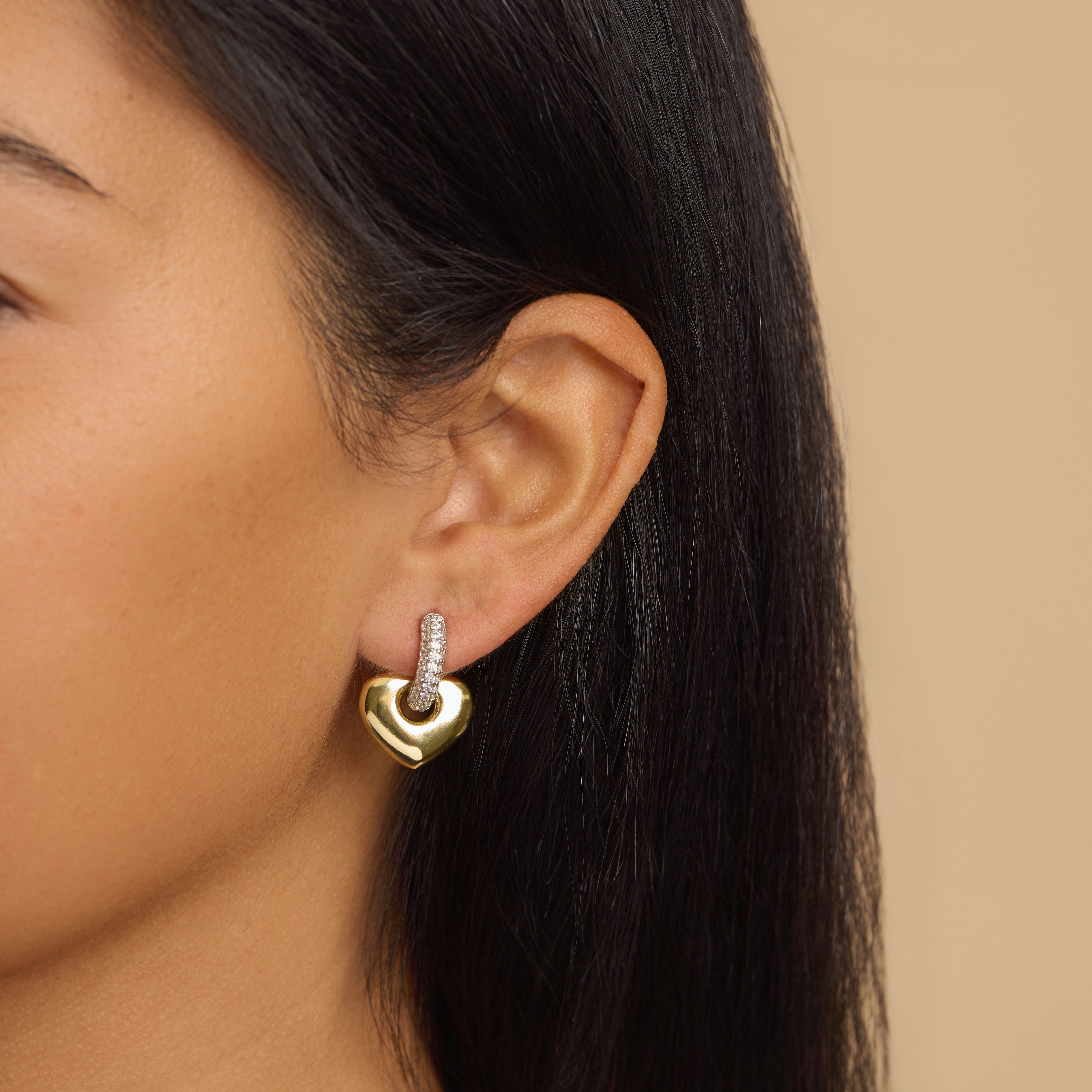 Portofino Two-Tone Heart Huggie Earrings