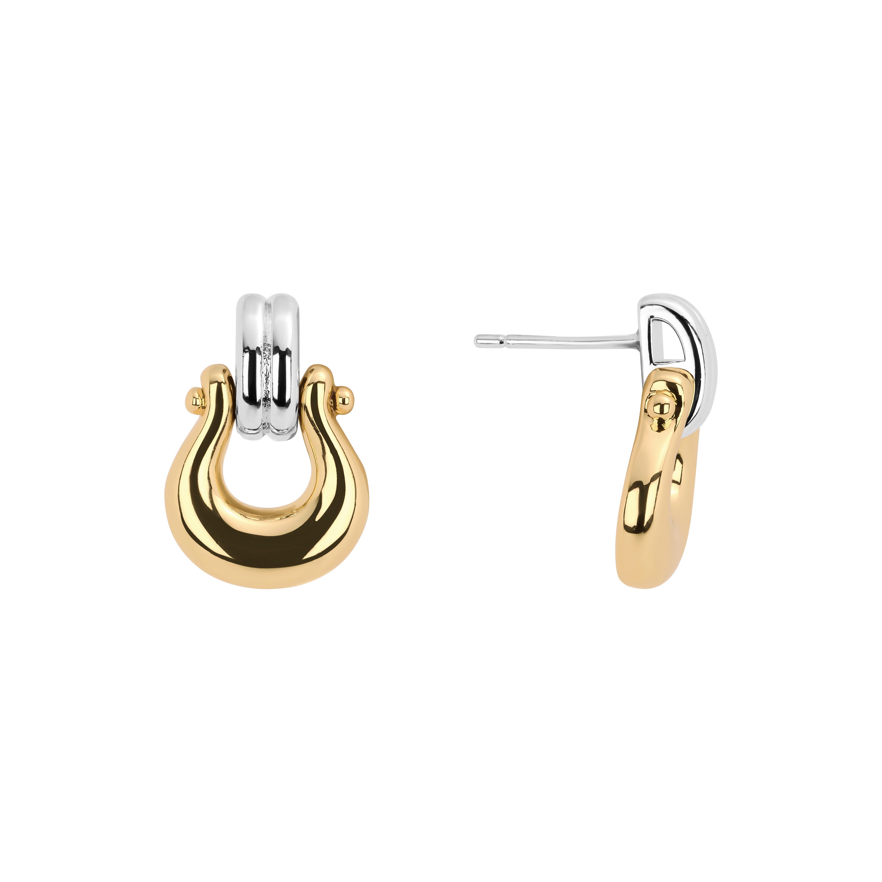 Two-Tone Horsebit Stud Earrings