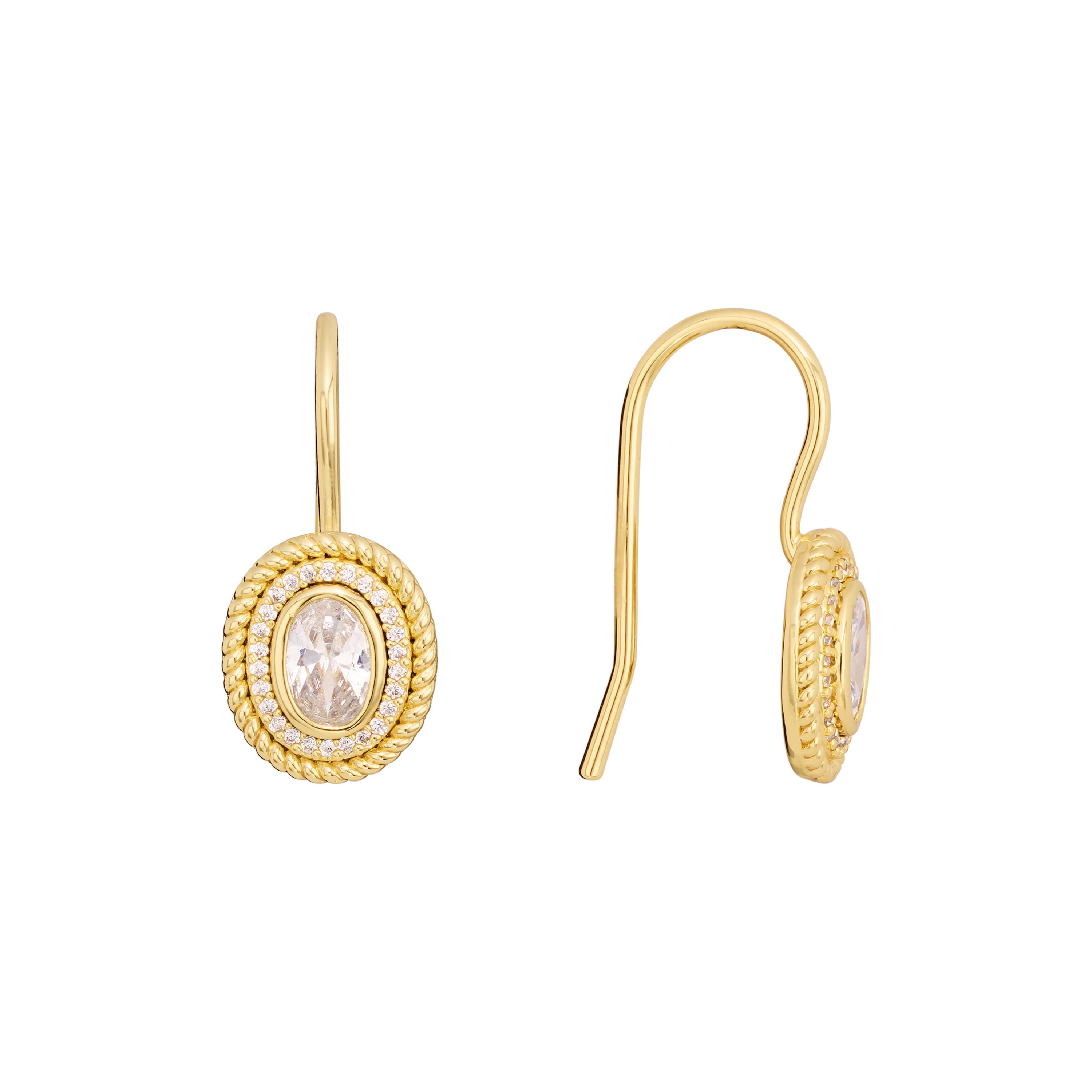 Golden Halo Bezel Drop Earrings