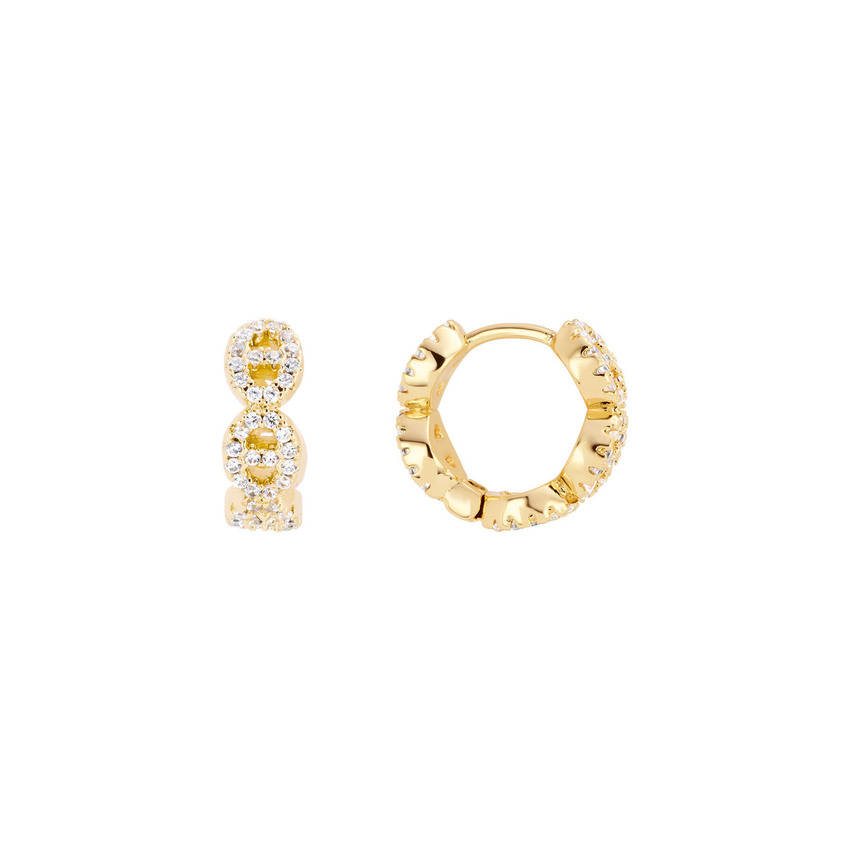 Classic Pavé Mariner Huggie Hoop Earrings