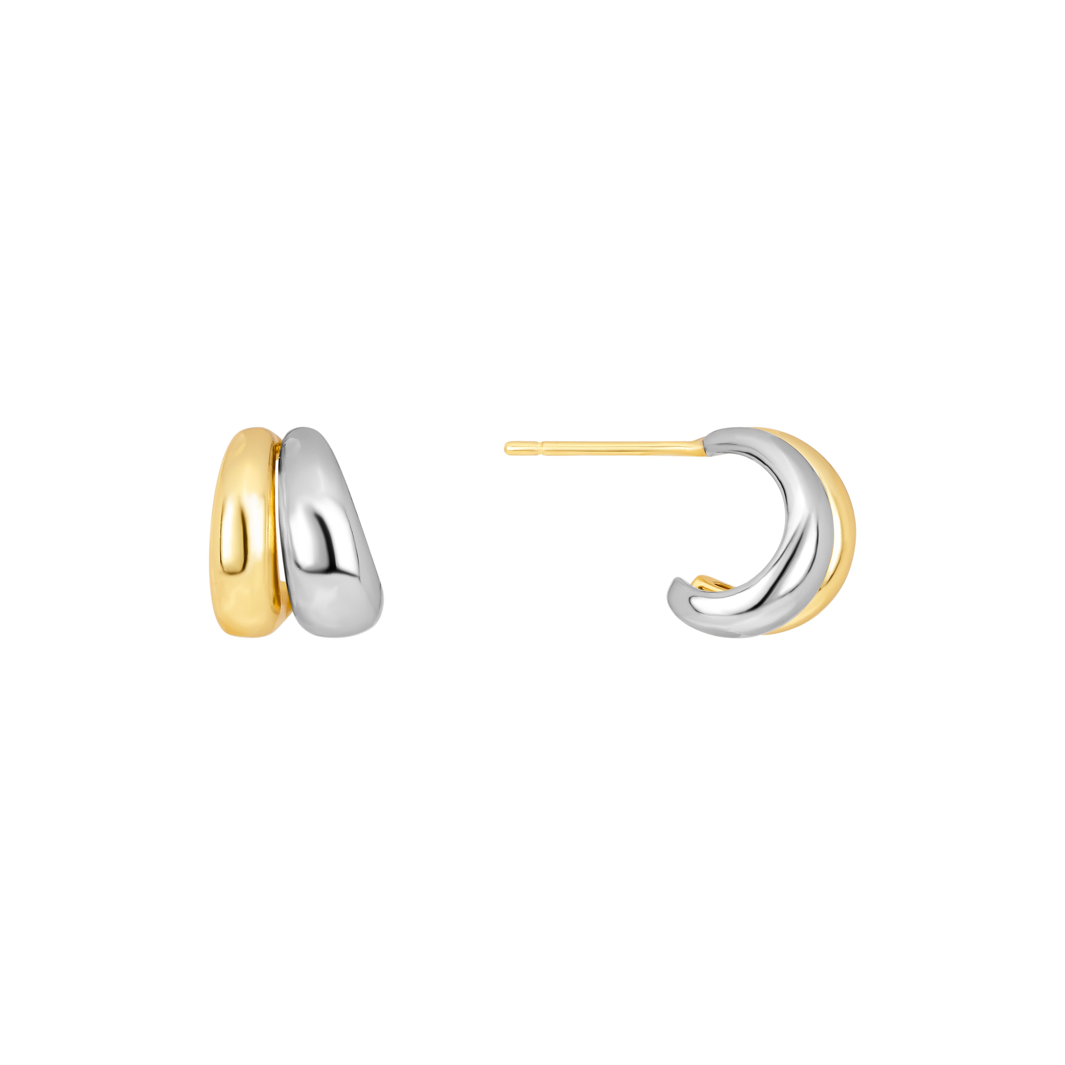 Two-Tone Duo Huggie Earrings