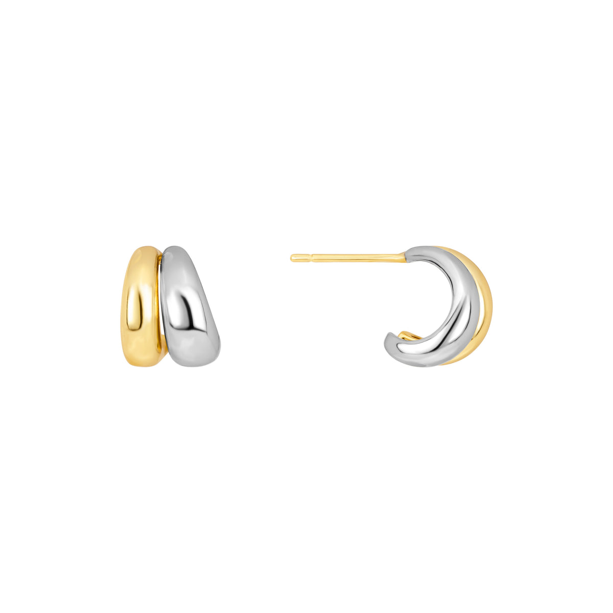 Two-Tone Duo Huggie Earrings