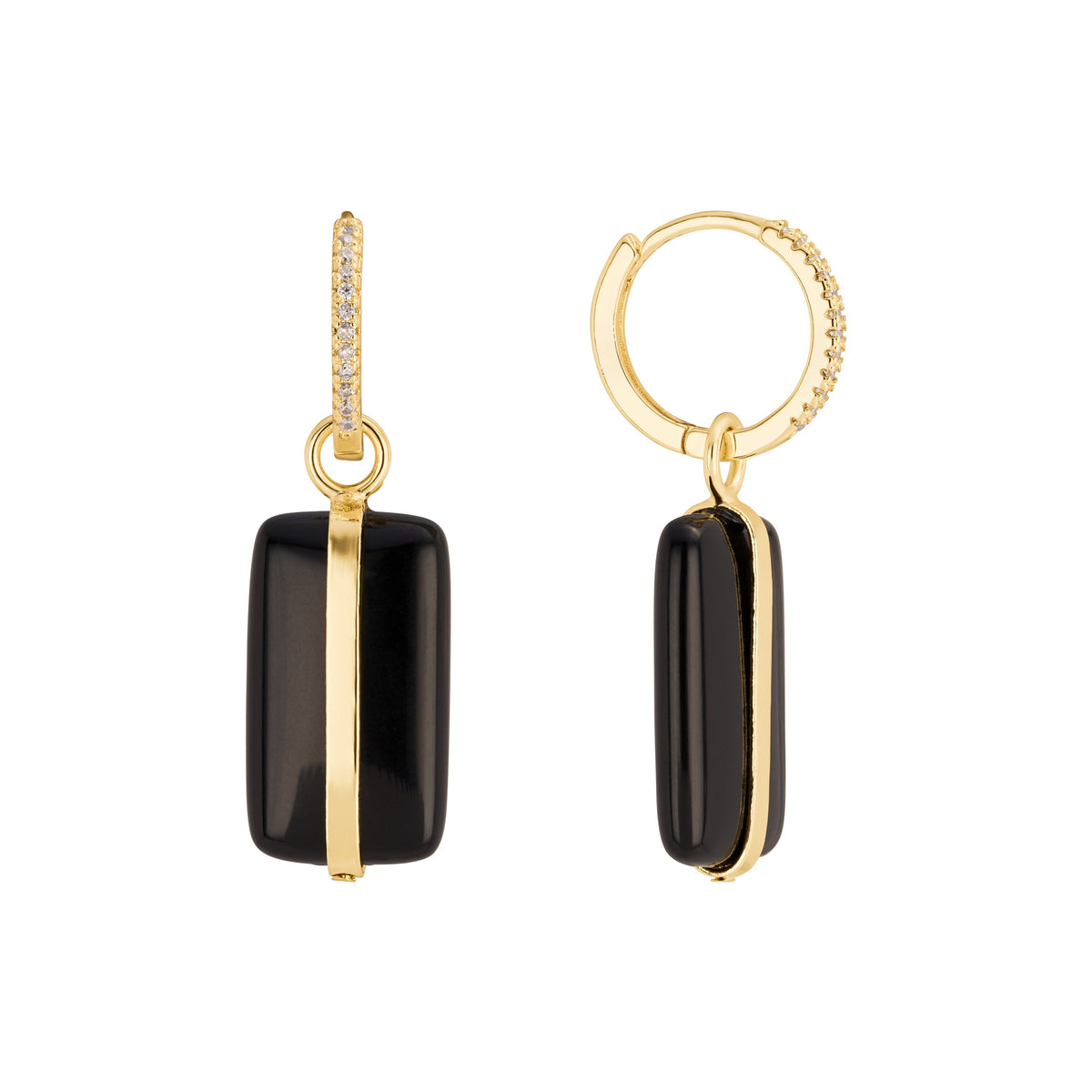 Virelle Onyx Bar Huggie Earrings