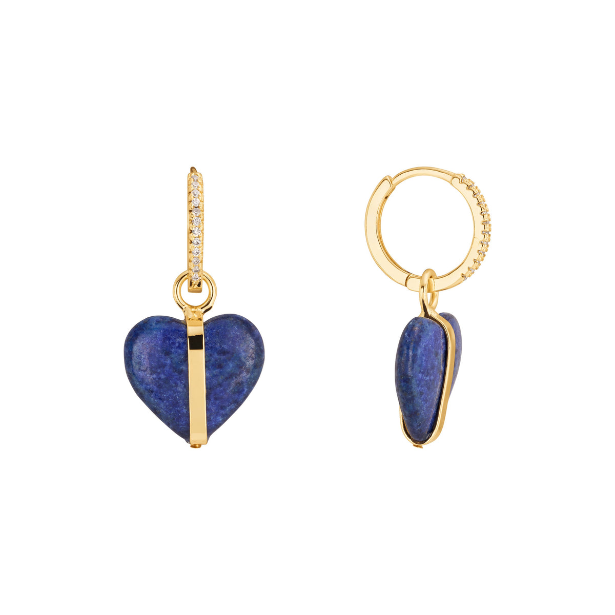Amara Lapis Heart Huggie Earrings