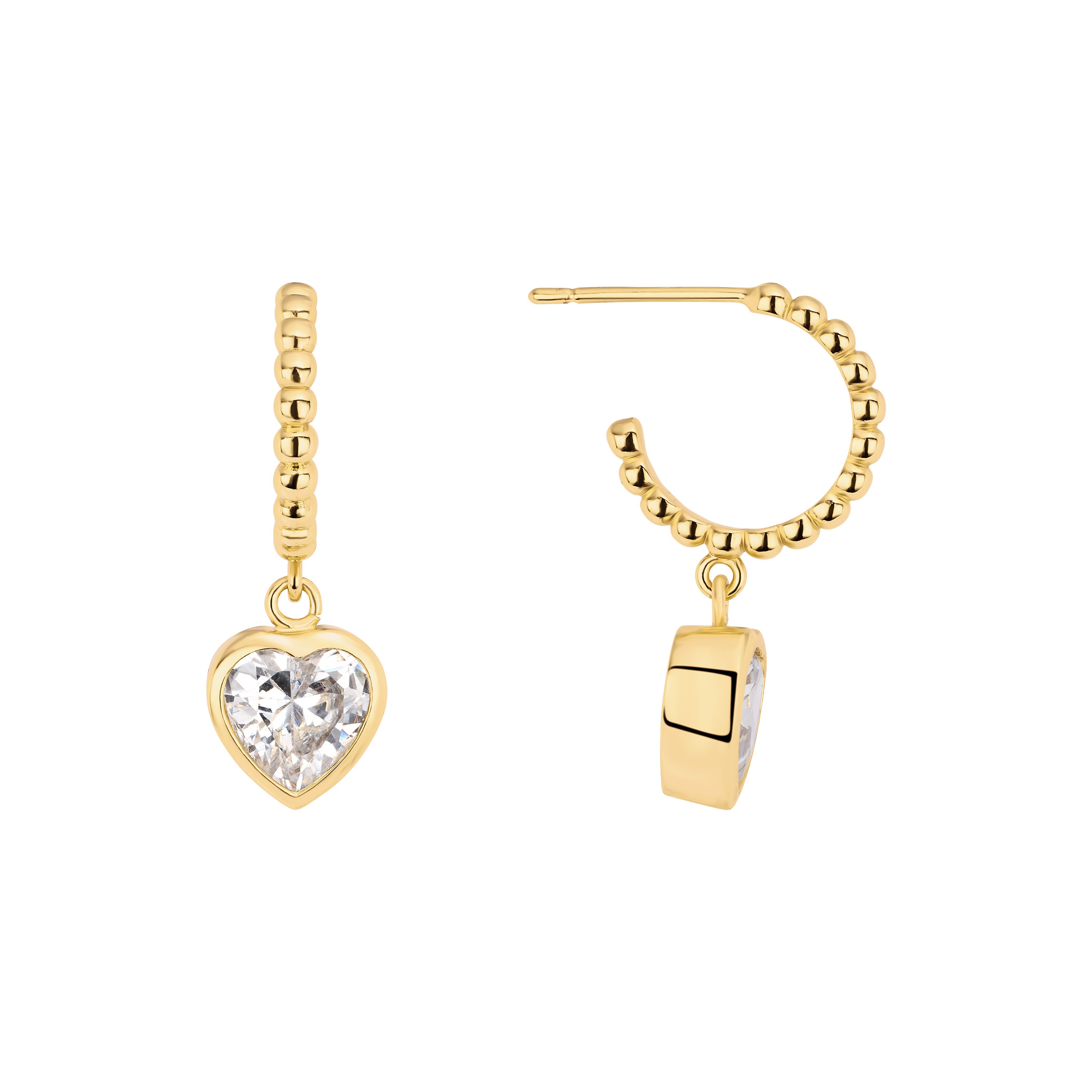 The Beaded Heart Drop Huggies