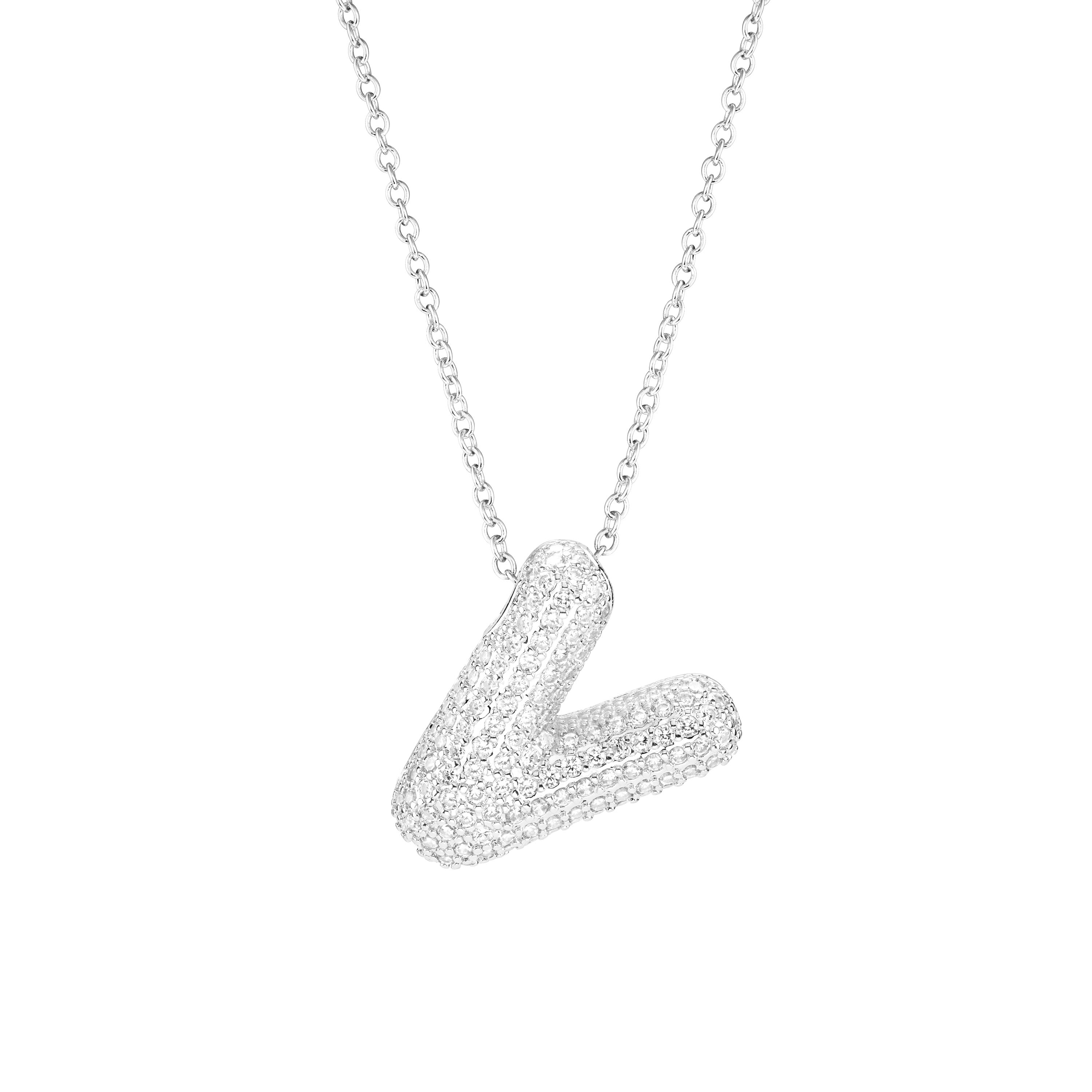 Pavé Bubble Initial Necklace
