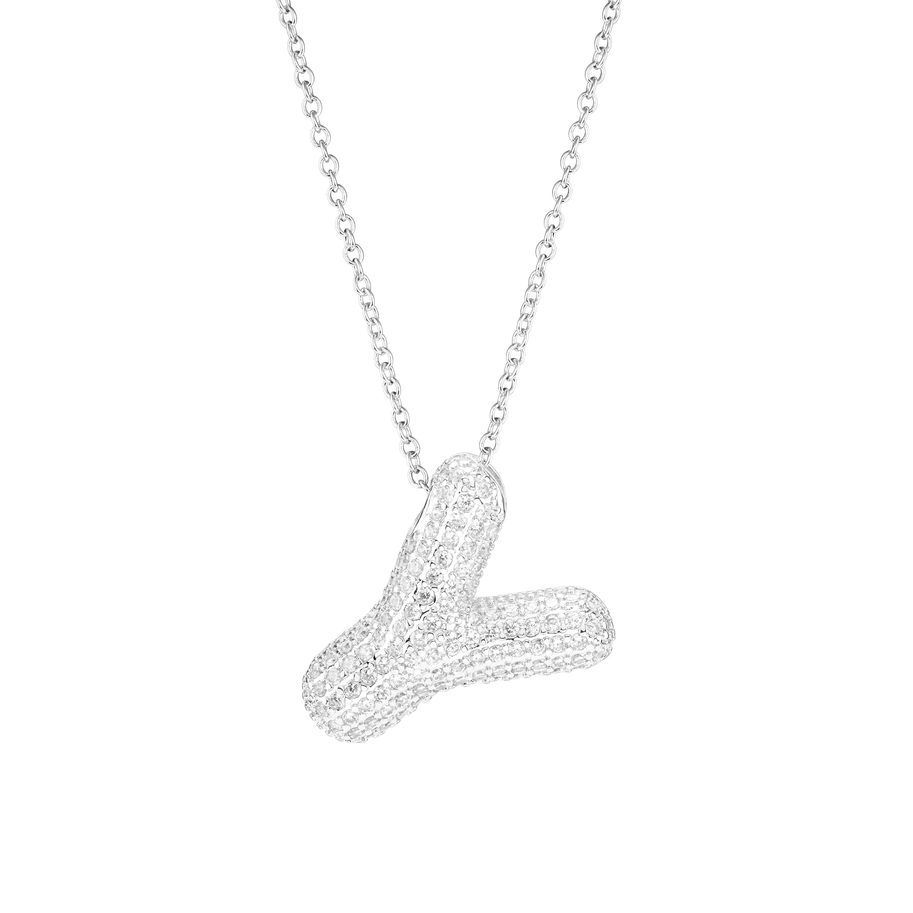 Pavé Bubble Initial Necklace