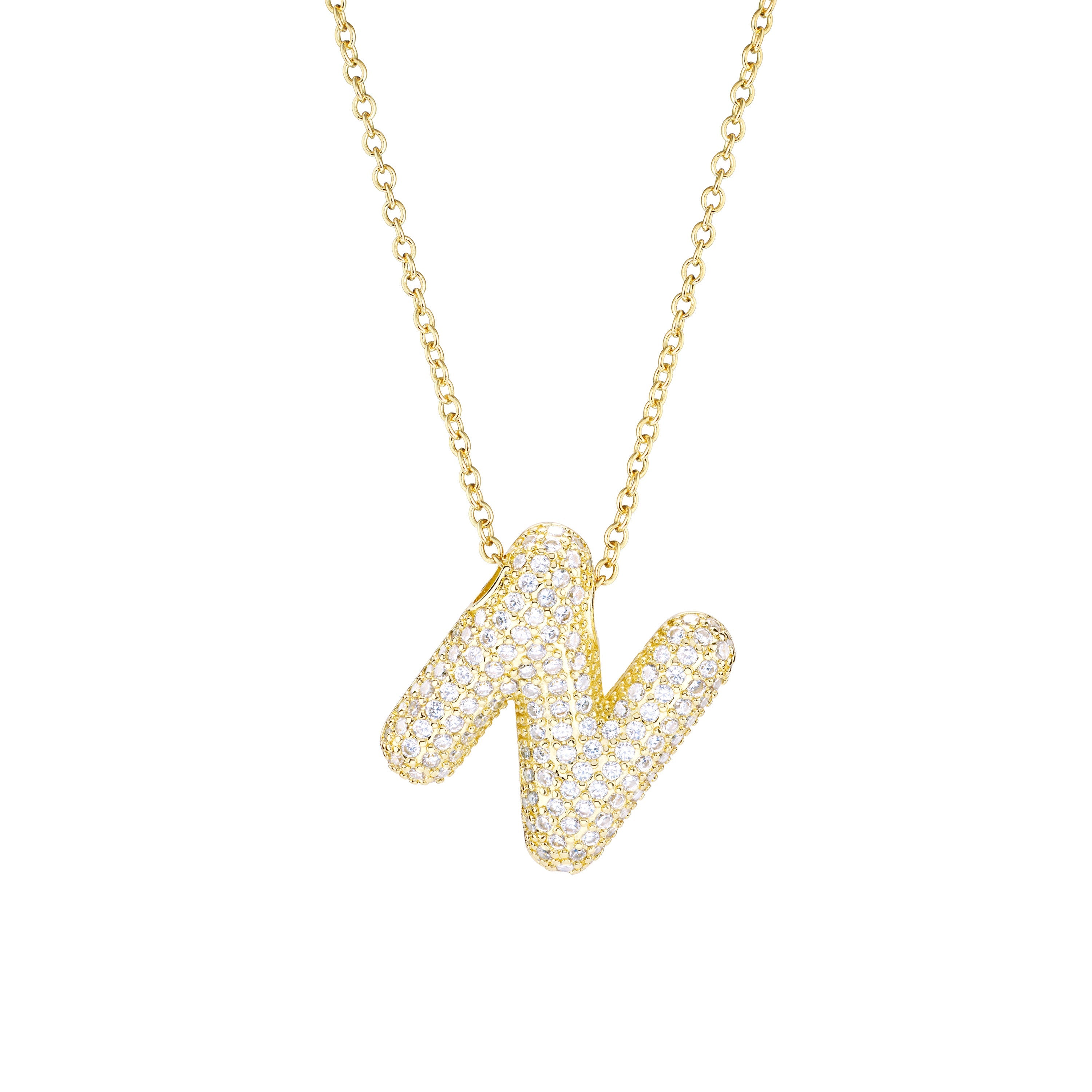 Pavé Bubble Initial Necklace