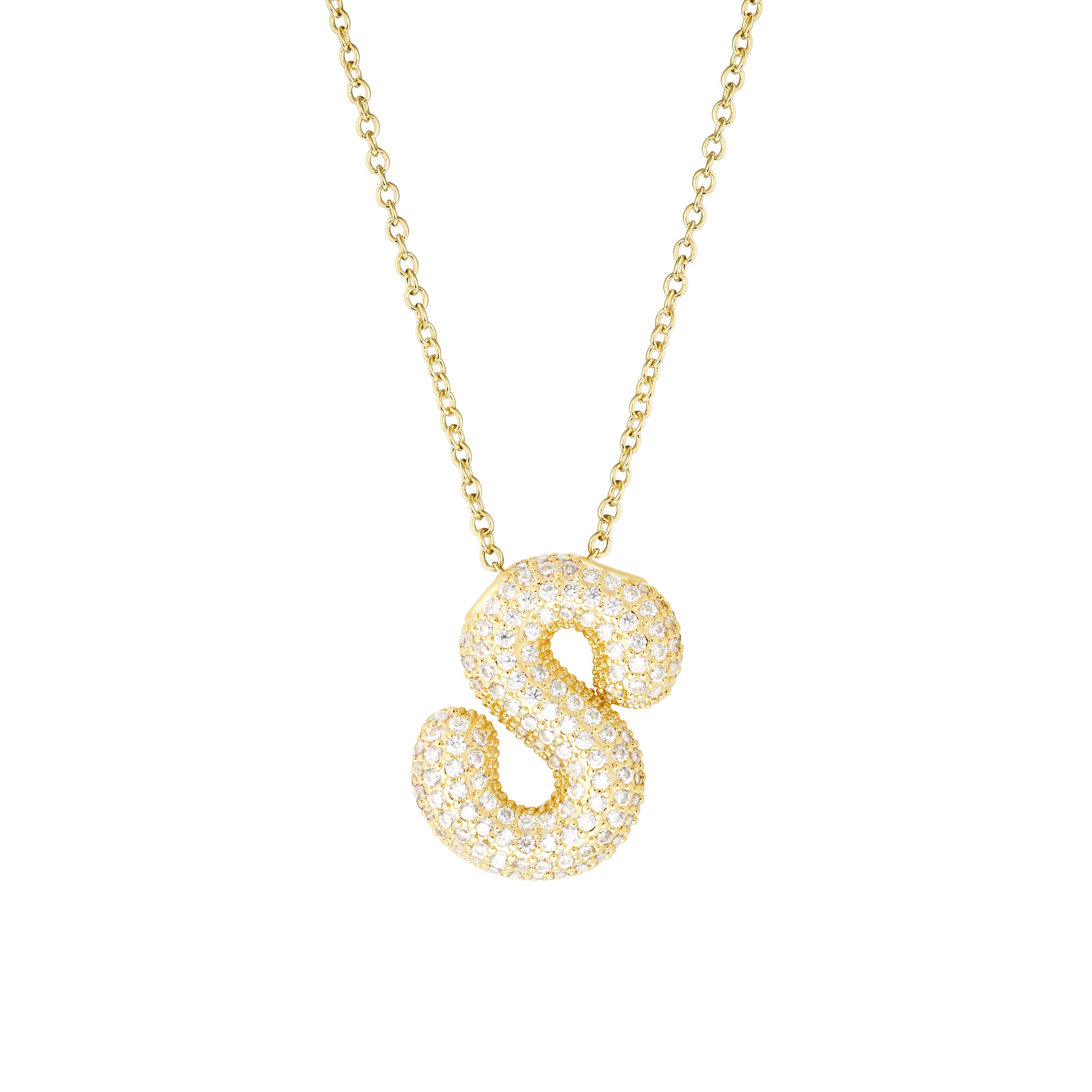 Pavé Bubble Initial Necklace