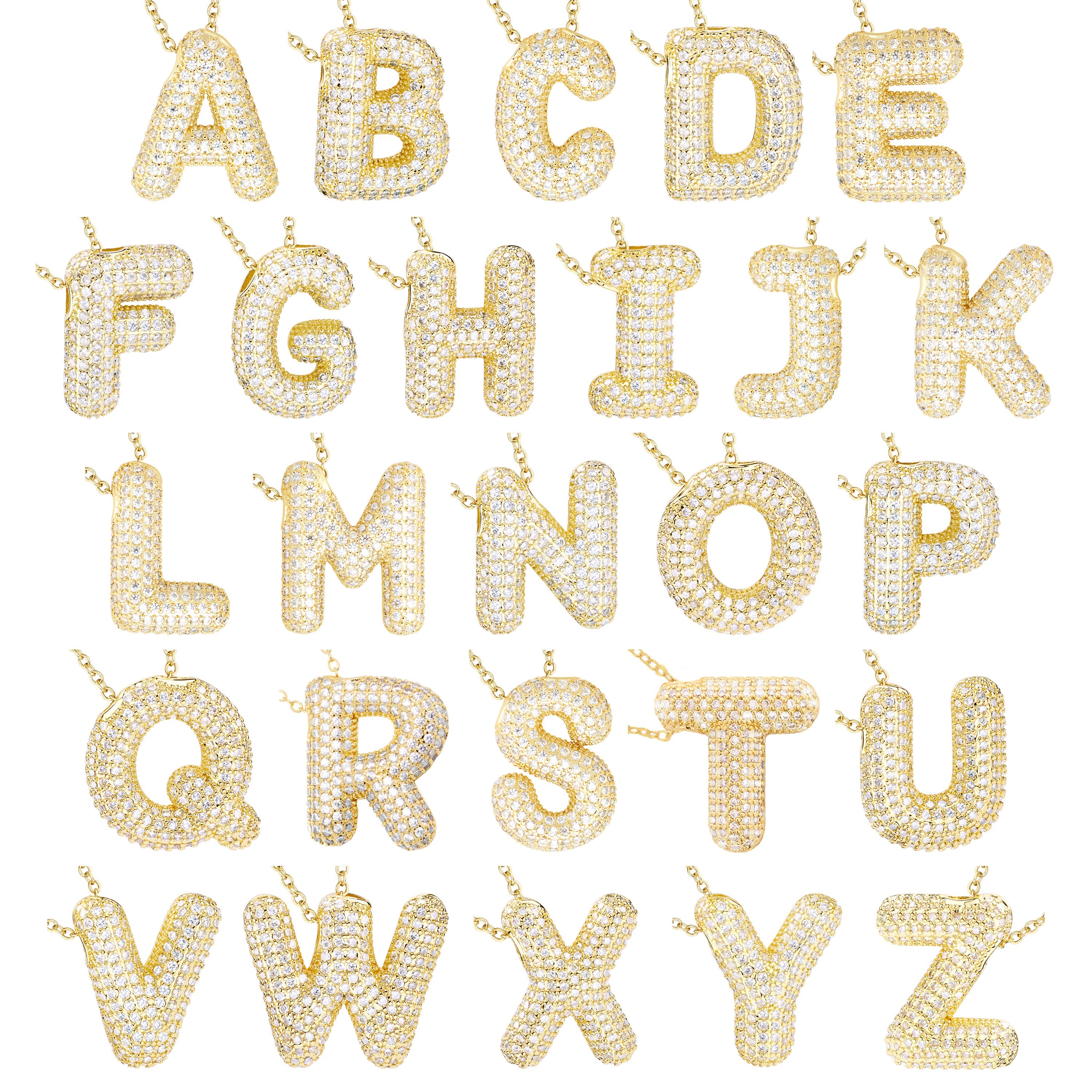 Pavé Mini Bubble Initial Necklace