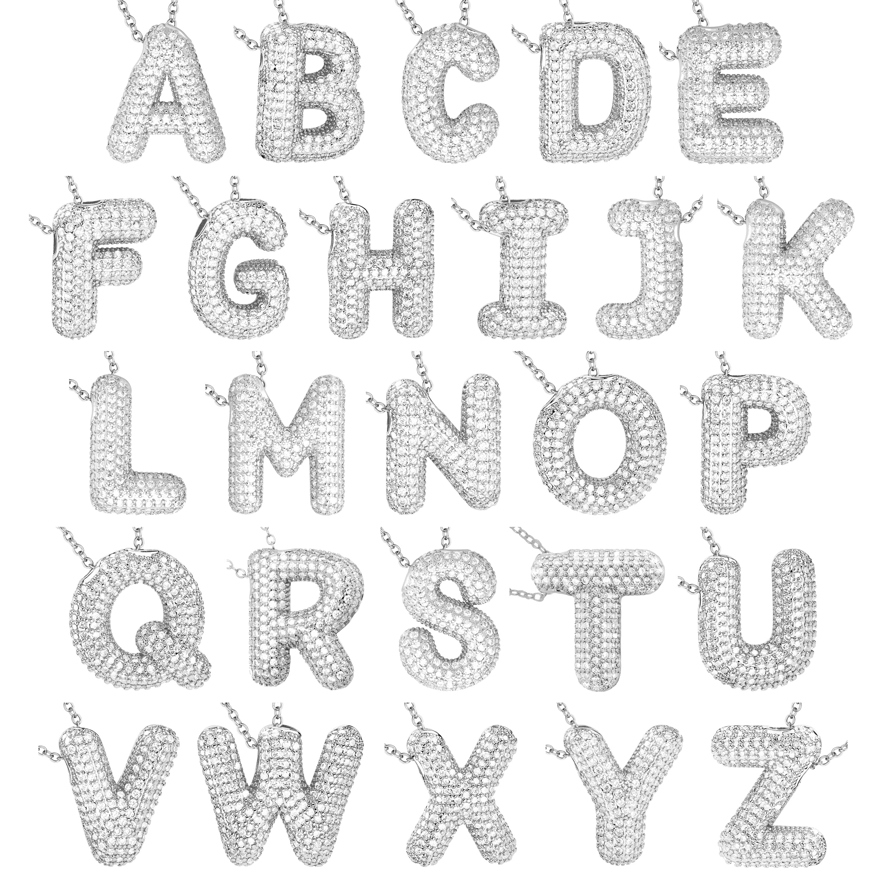 Pavé Mini Bubble Initial Necklace