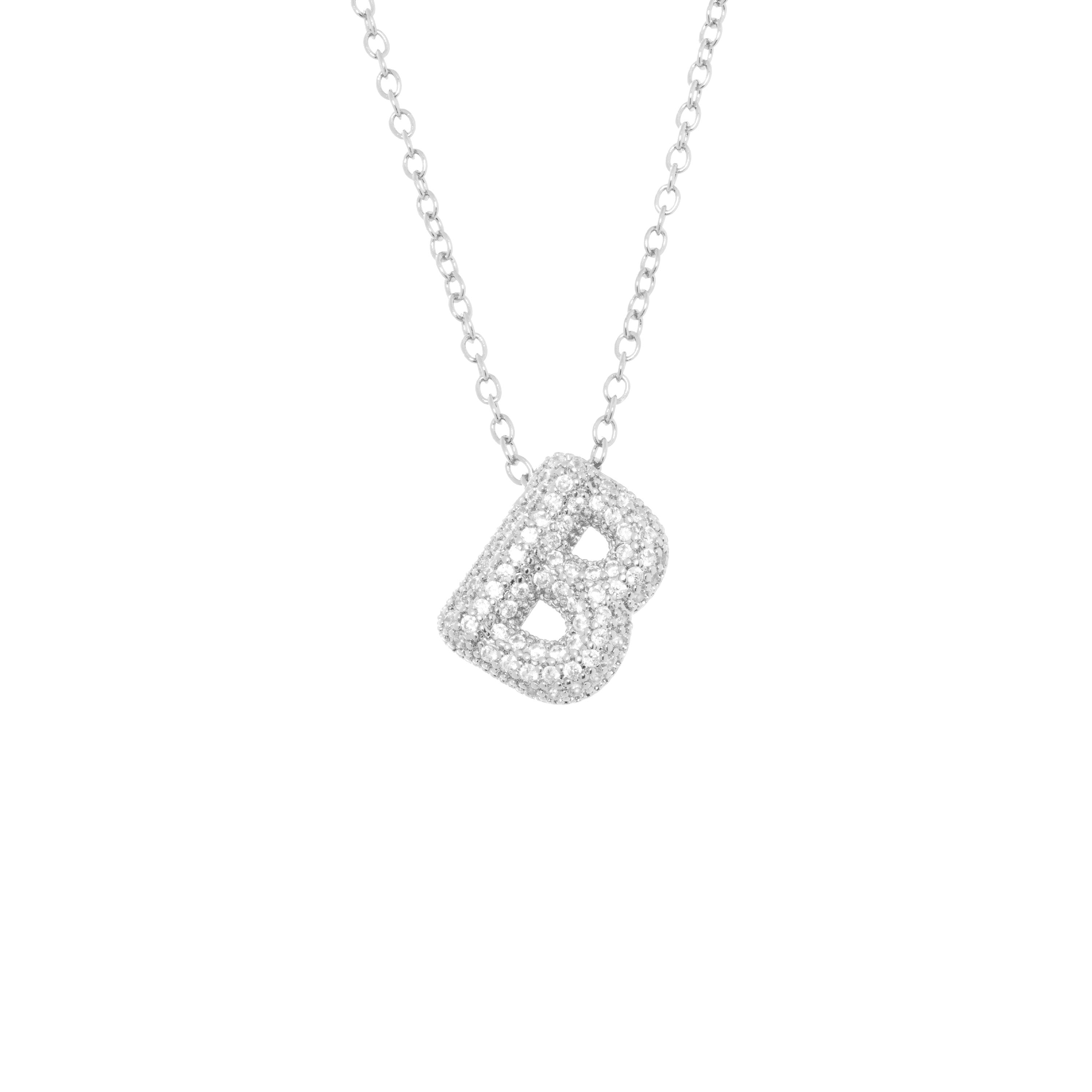 Pavé Mini Bubble Initial Necklace