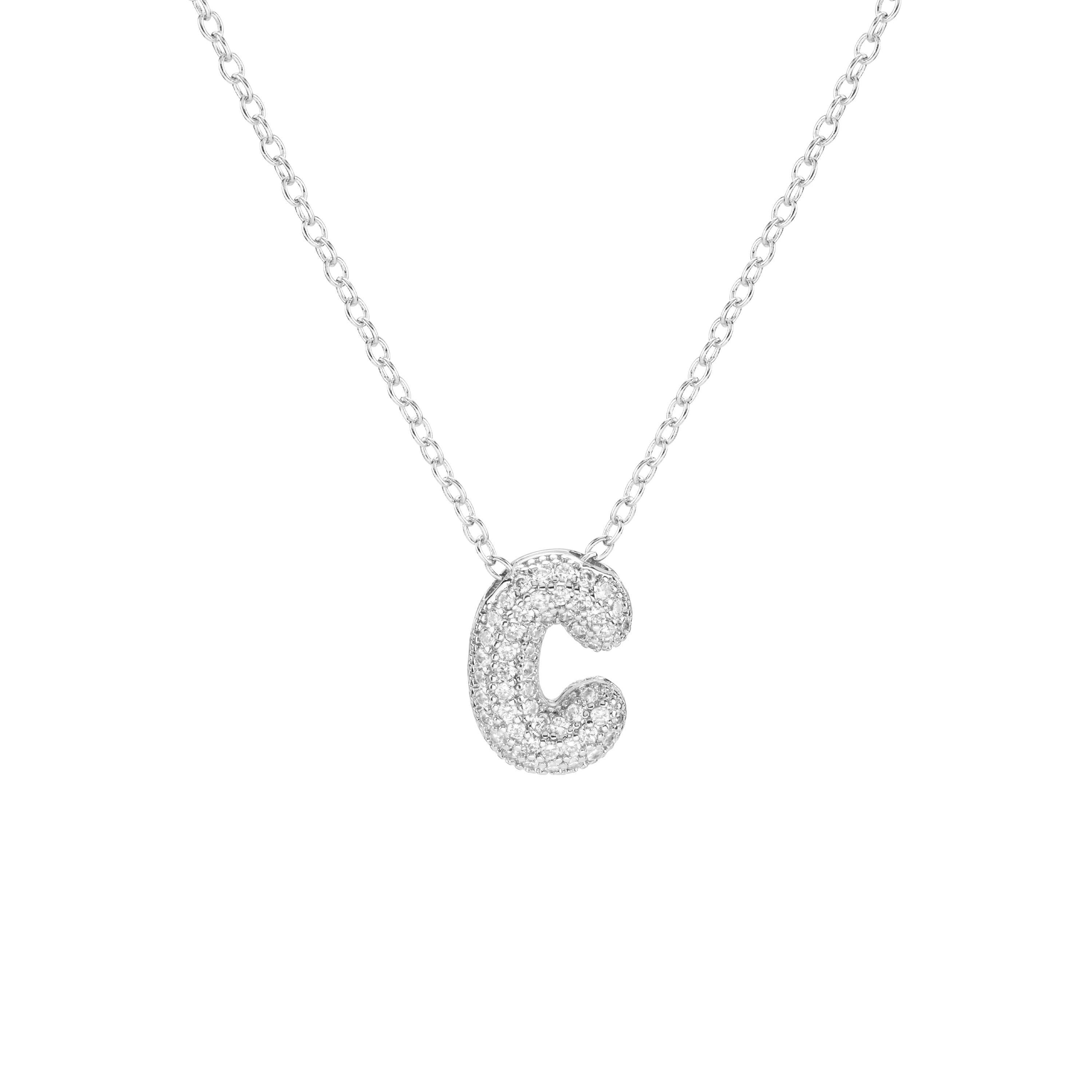 Pavé Mini Bubble Initial Necklace