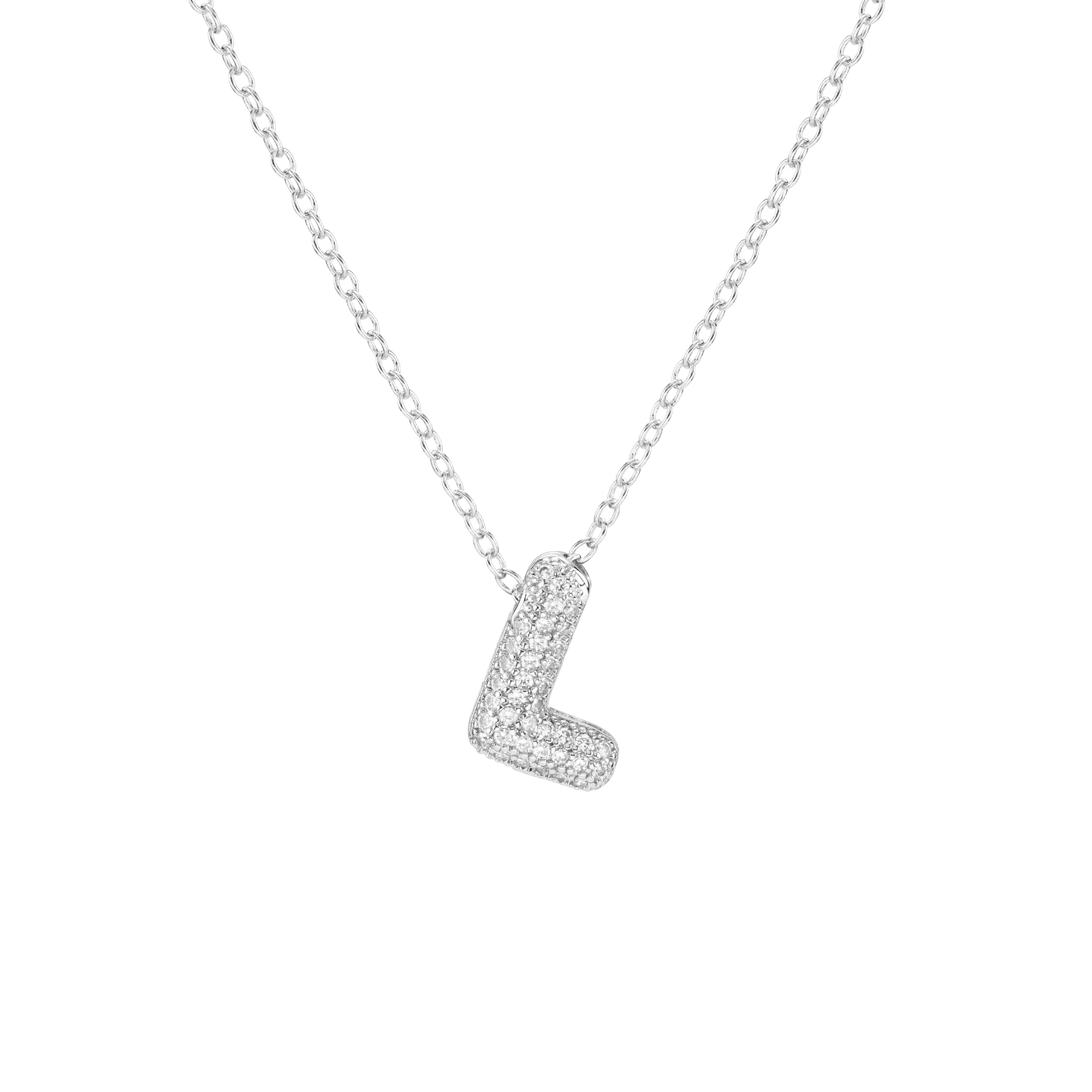 Pavé Mini Bubble Initial Necklace