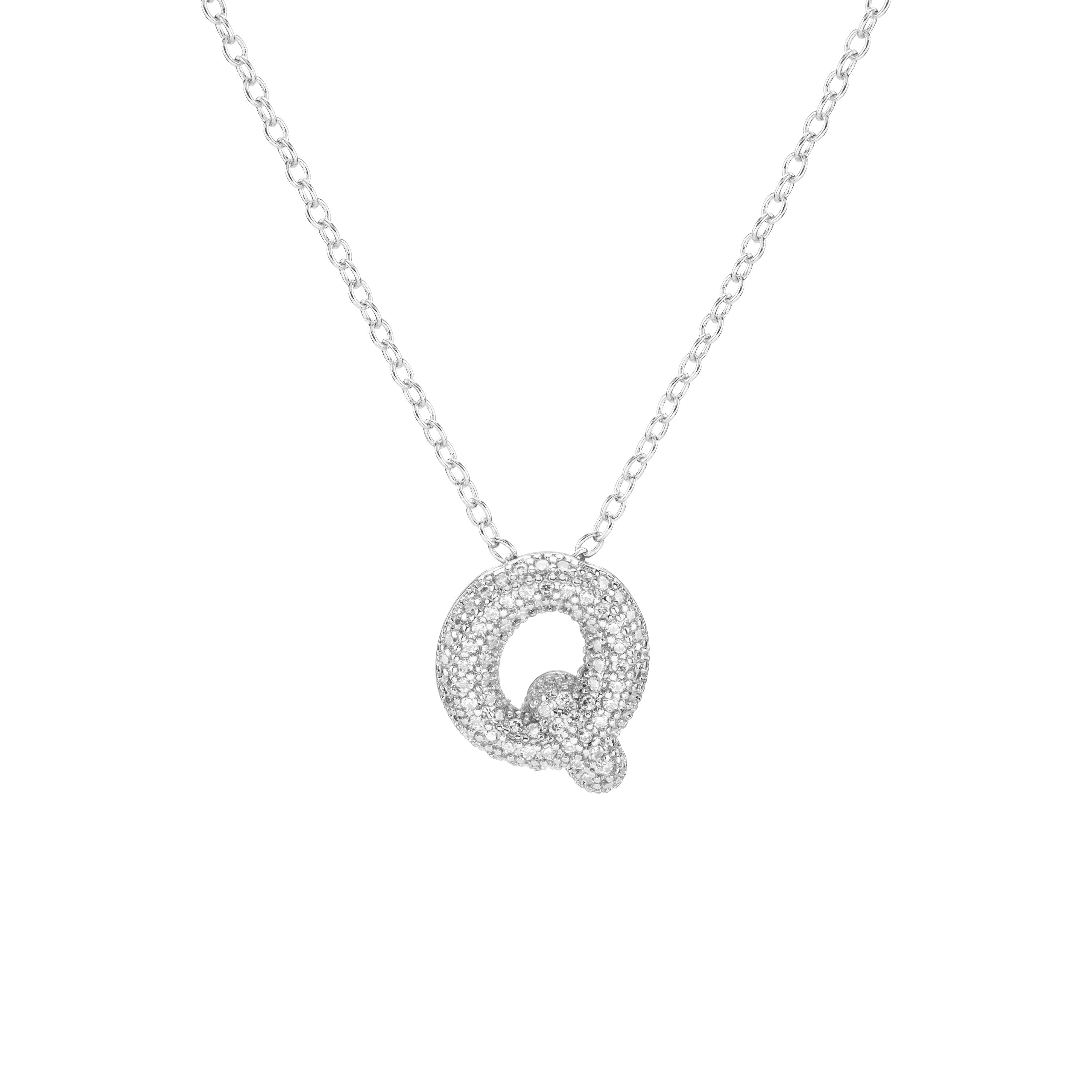 Pavé Mini Bubble Initial Necklace