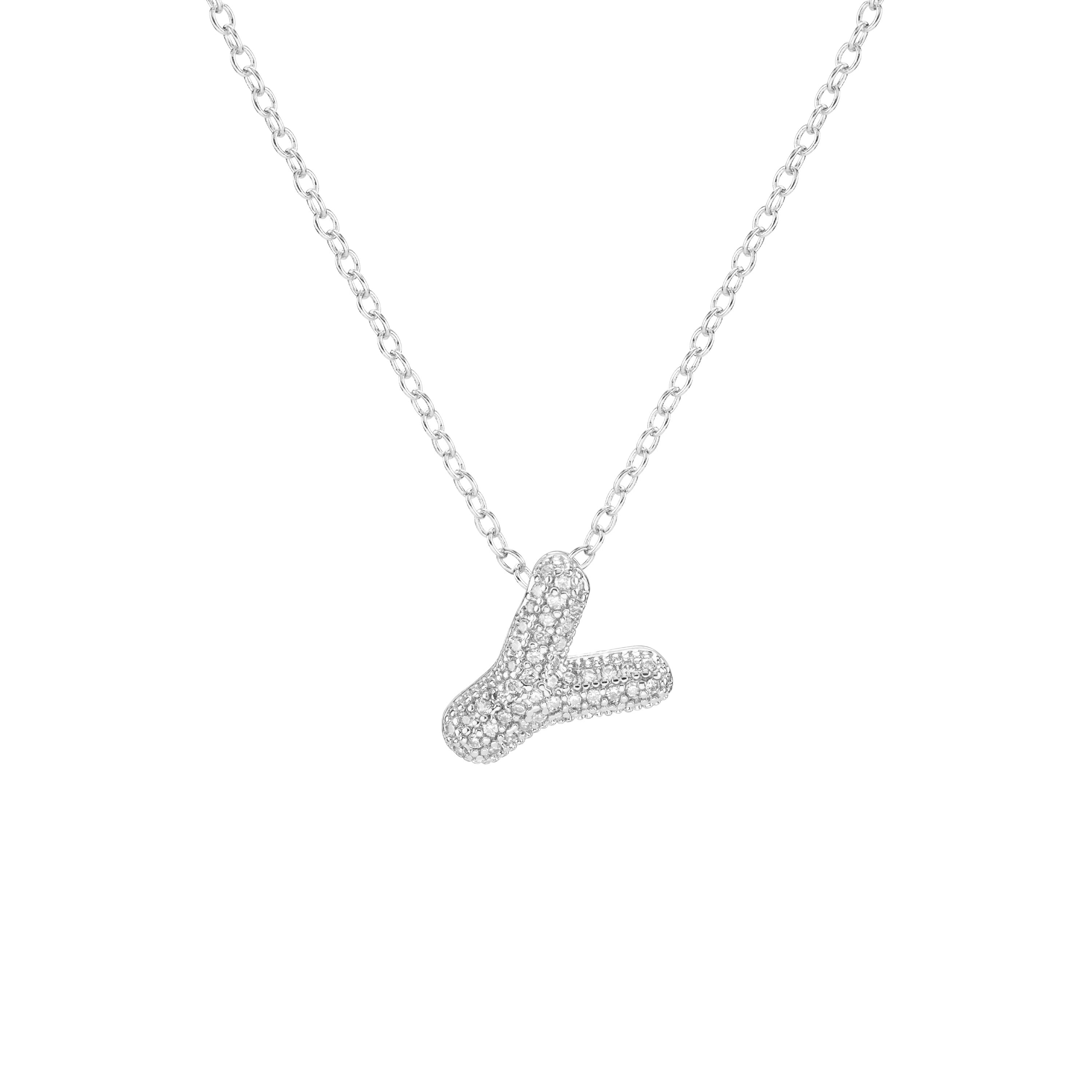 Pavé Mini Bubble Initial Necklace