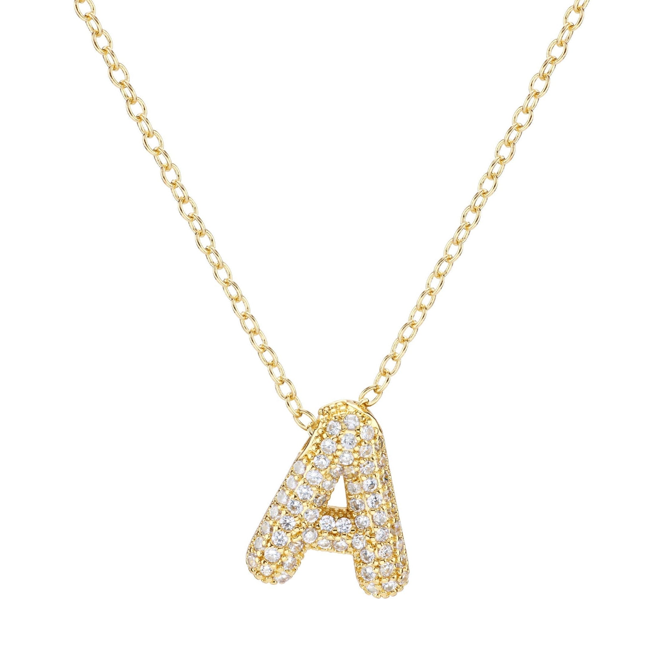 Bubble Pavé Initial Necklace