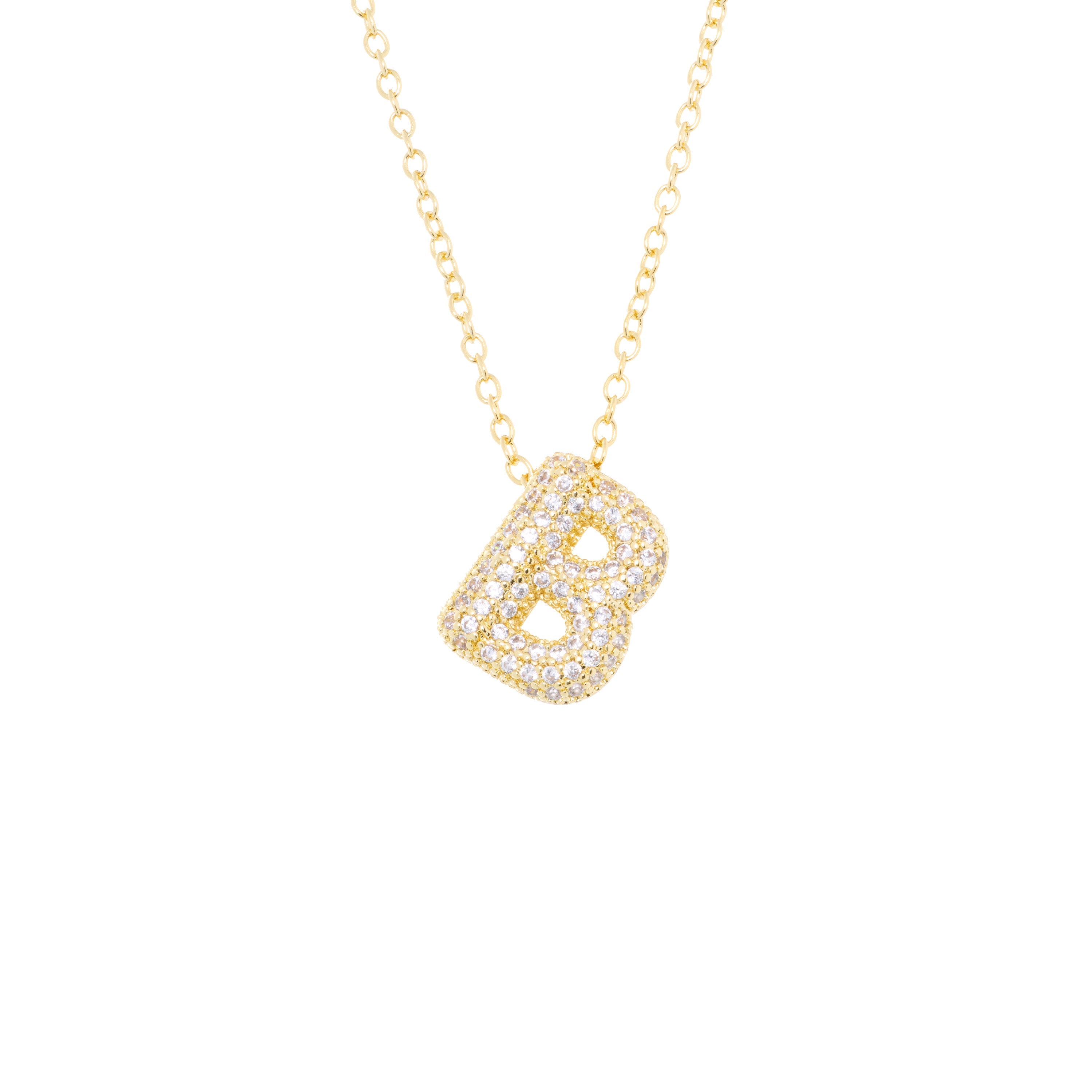 Pavé Mini Bubble Initial Necklace